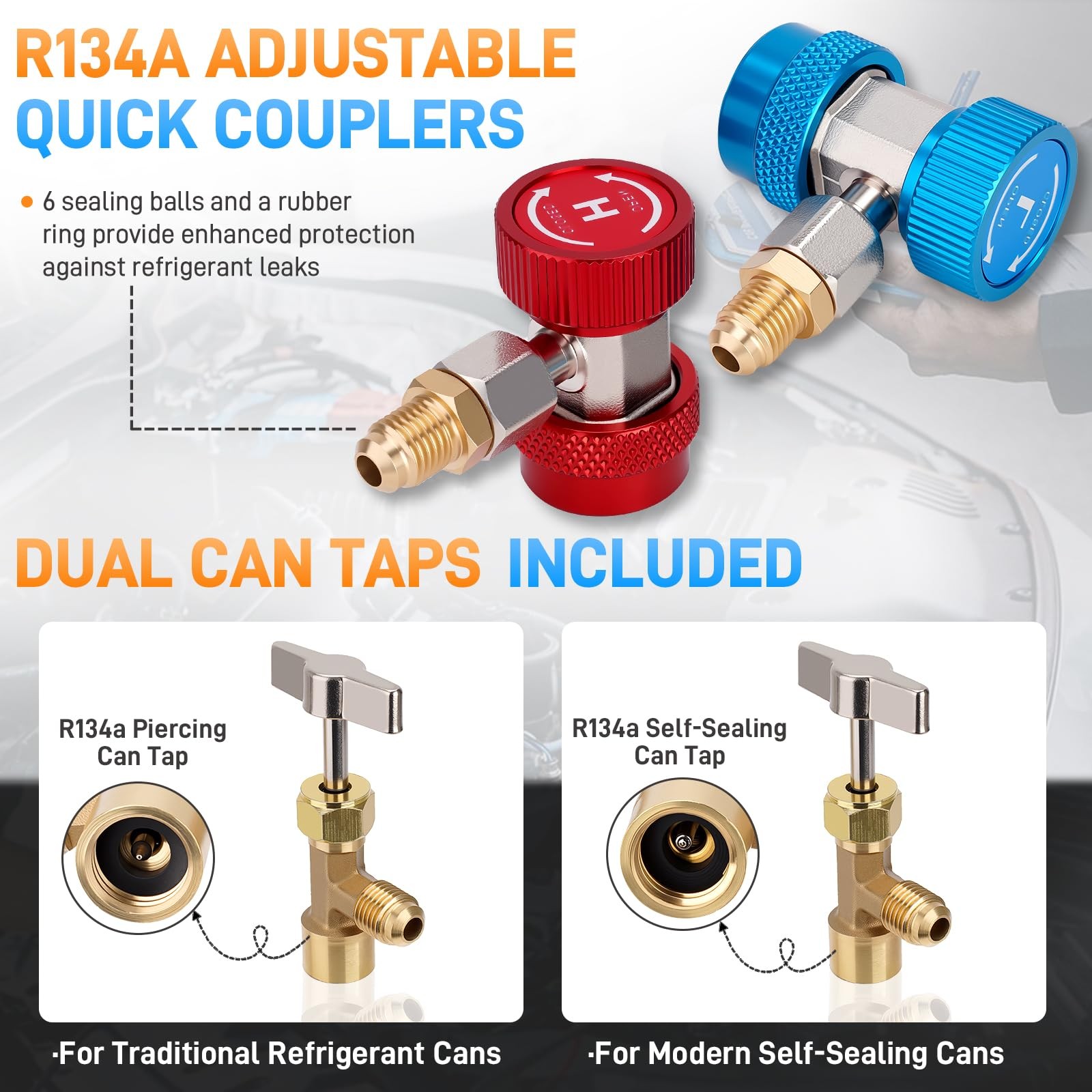 HVAC AC 3‑Way Manifold Gauge Set With 5ft Hoses R134a R12 R22 R502 Tool Kit