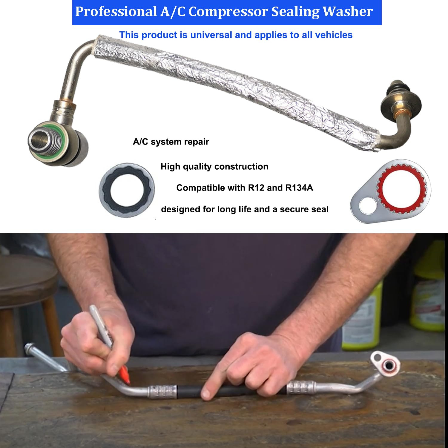A/C O Ring Kit, 400PCS O Ring Assortment Kit, 120PCS AC Seal Kit, AC Valve Core