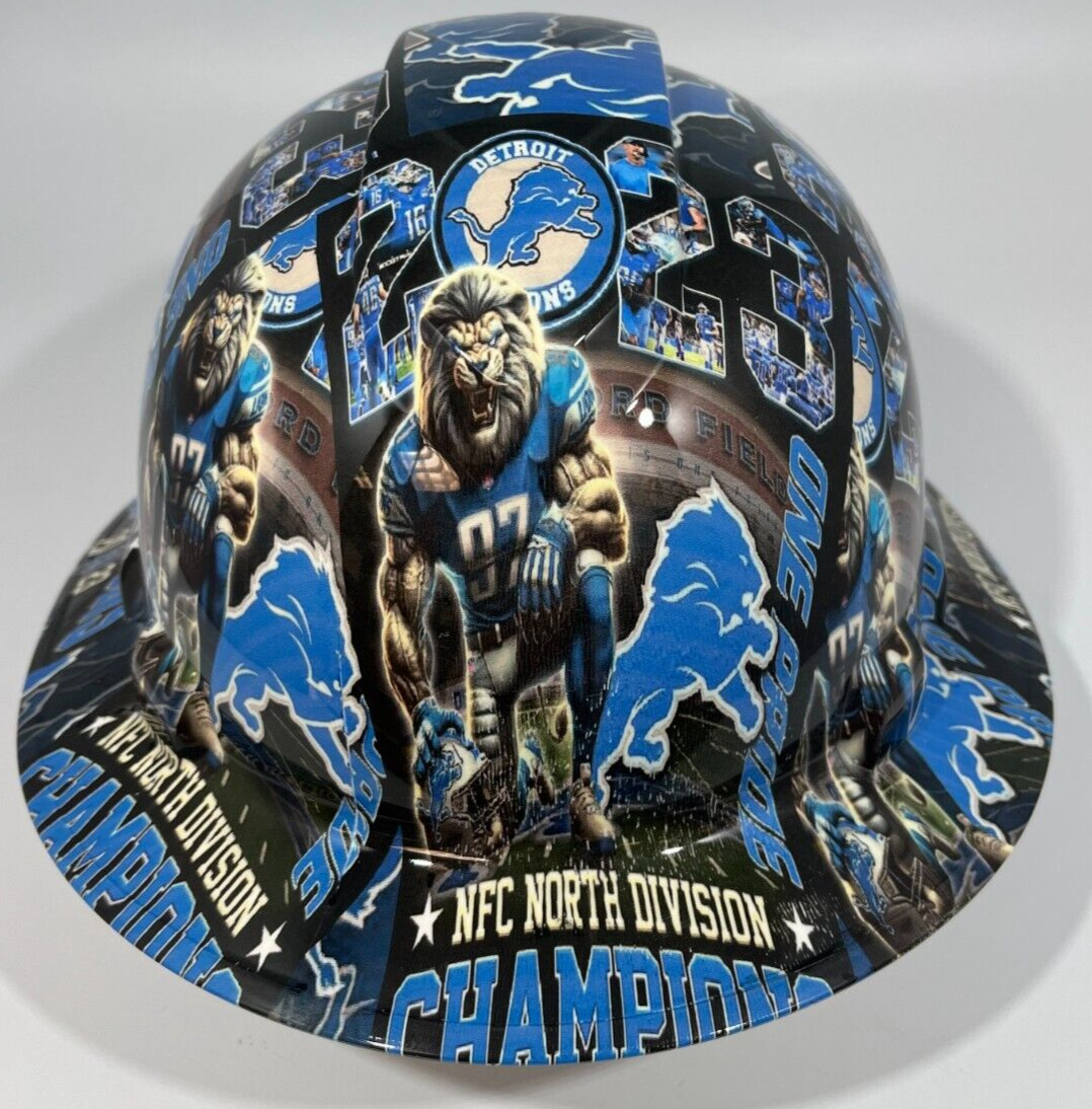 New Full Brim Hard Hat Custom Hydro Dipped DETROIT LIONS NFC NORTH CHAMPIONS