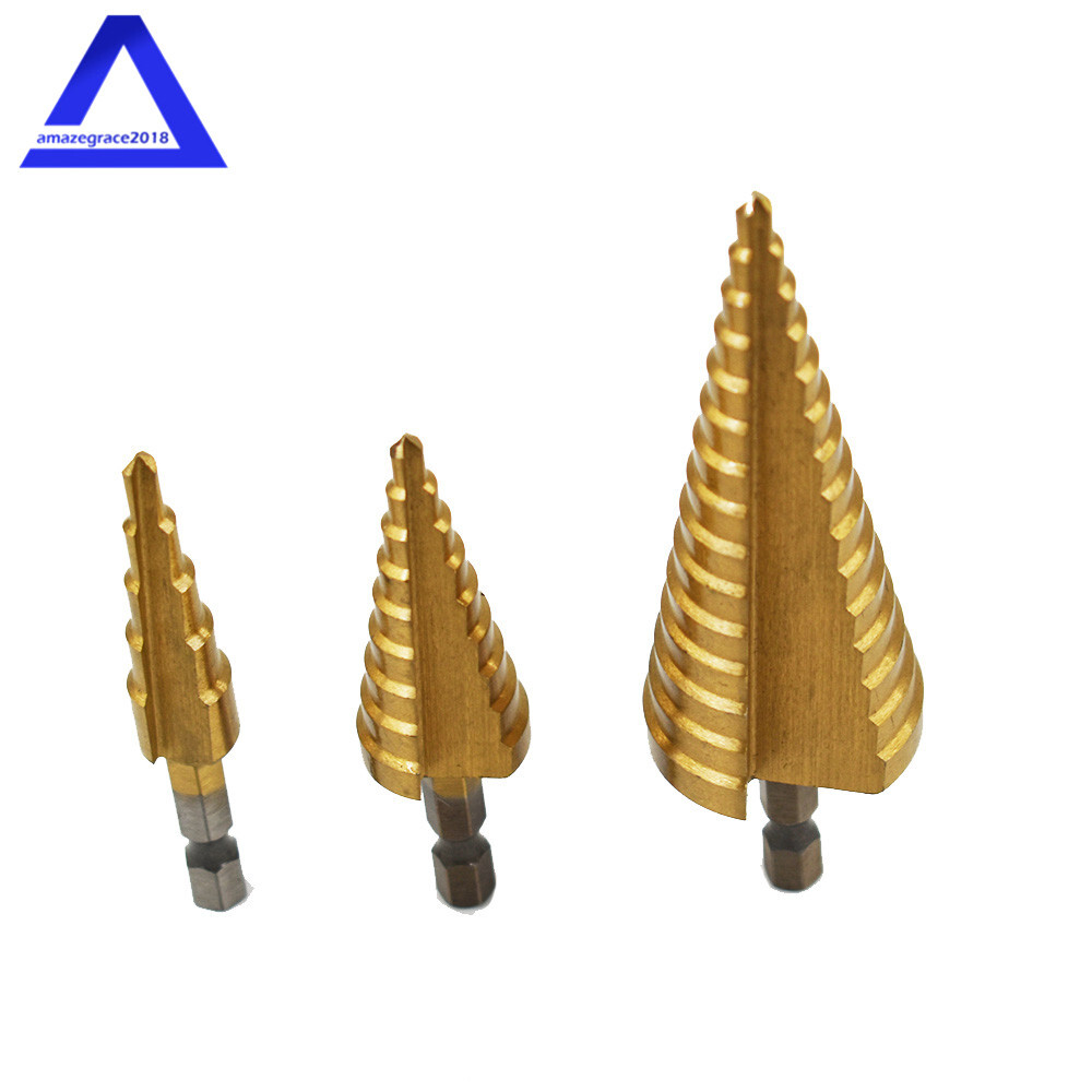 3Pcs 4-20mm/4-12mm/4-32mm Hole Cutter High HSS Steel Step Cone Drill Bit Set New