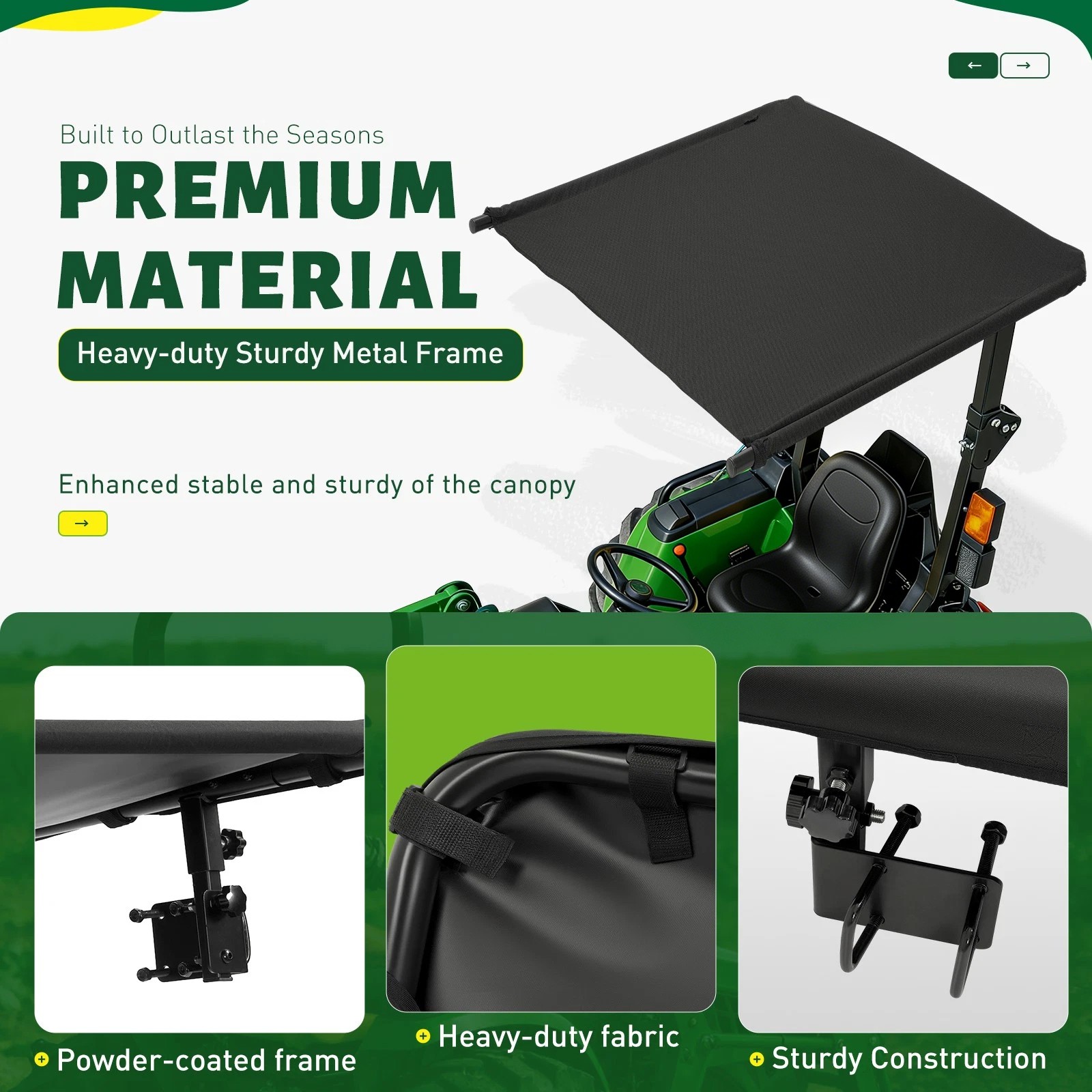 For John Deere Kubota 2″x2″ or 2″x3″ ROPS Tractor Canopy Top Mowers UV Protect