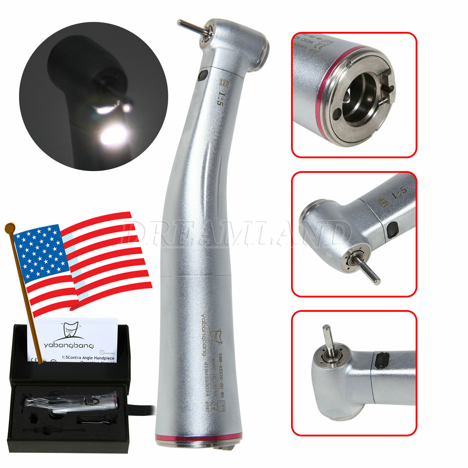 NSK Style Dental Brushless LED Micro Motor /1:5 Increasing Handpiece