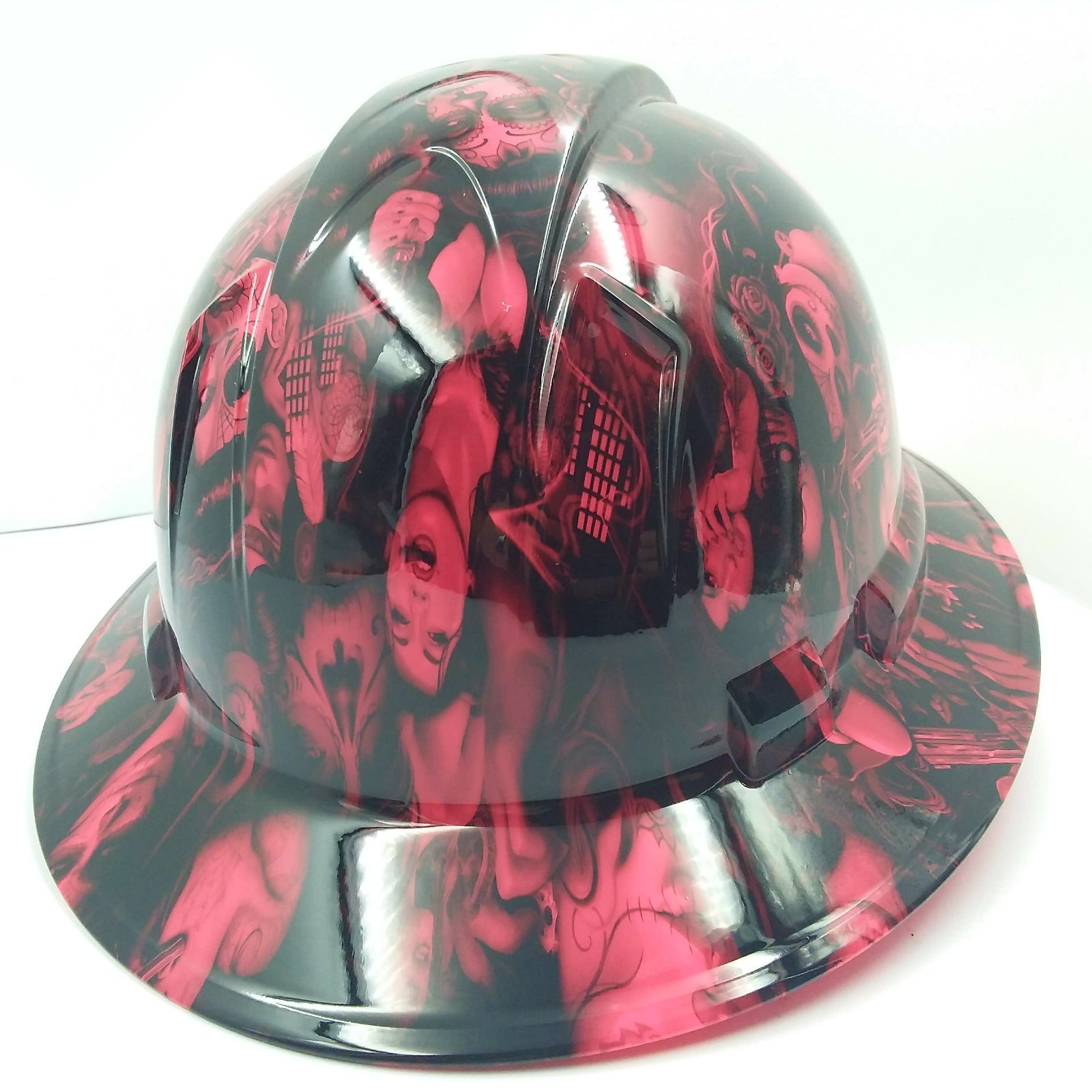 FULL BRIM Hard Hat custom hydro dipped , NEW HOT PINK TATTOO BABES BANDITO NEW