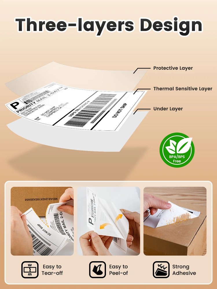 500PCS 4×6 Thermal Shipping Labels Foldable Any Prints Thermal LabelmPaper