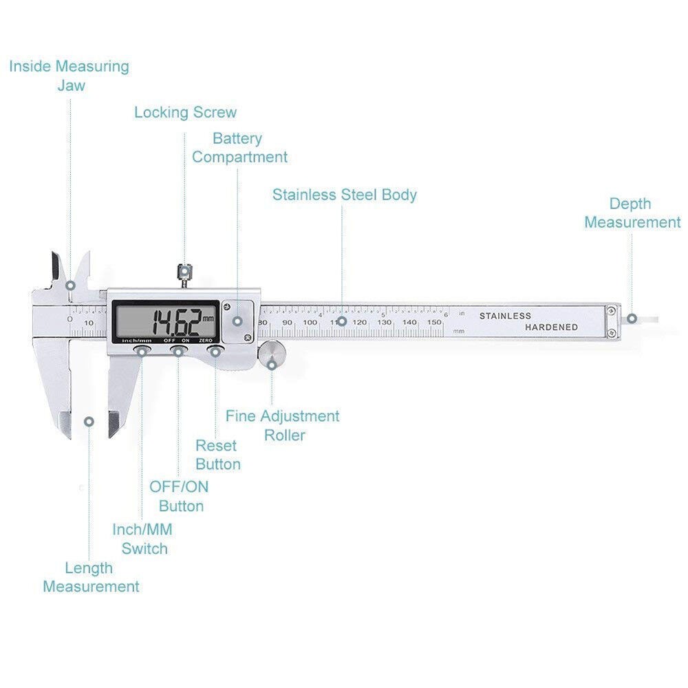 6″ 150mm Digital Caliper Micrometer LCD Gauge Vernier Electronic Measuring Tool