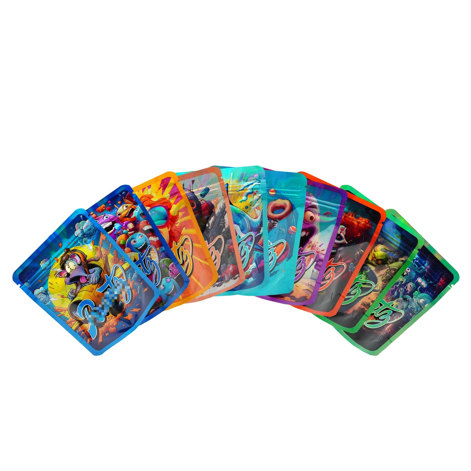 100pcs 3.5g Mixed Stand Up Mylar Bags Smell Proof Zip Seal Food Storage Bags