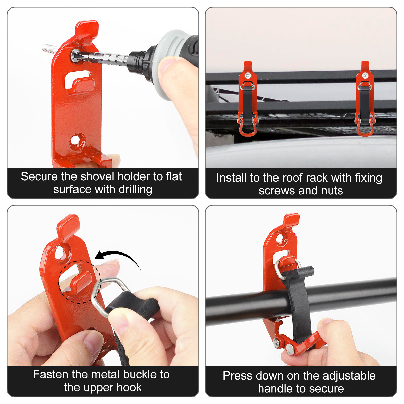 2pcs Shovel Mounts for Roof Rack Quick Release Axe Metal Clamp Holder Kits