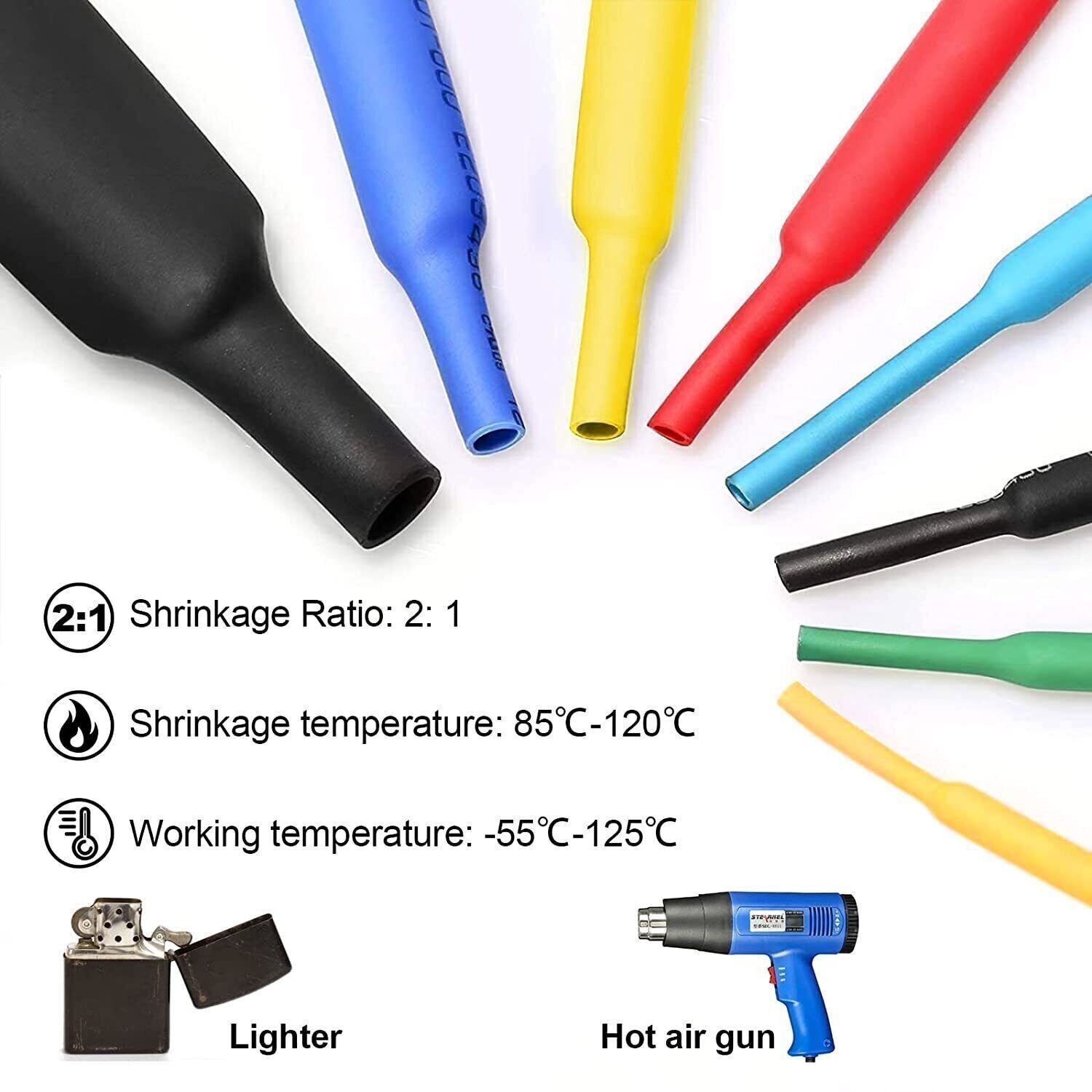 328pcs Heat Shrink Tubing Electrical Wire Insulation Cable Sleeve Kit Multicolor