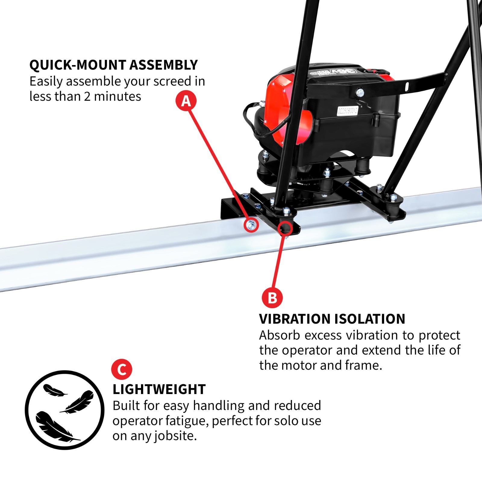 TOMAHAWK Power Screed Battery Powered 36V 5Ah Concrete Finishing Tool 14ft blade