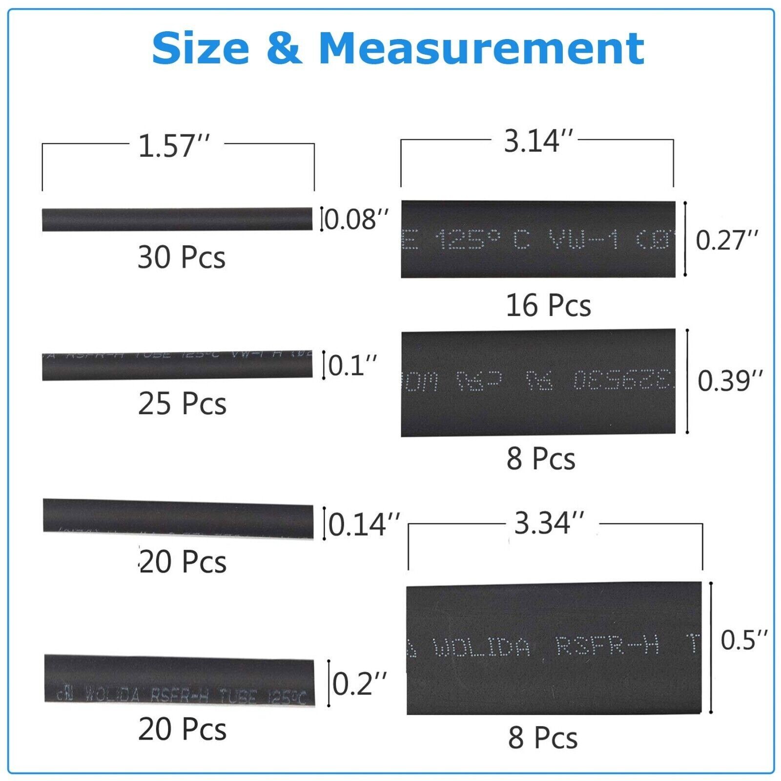 127pcs Heat Shrink Tubing Electrical Wire Insulation Cable Connection Sleeve Kit