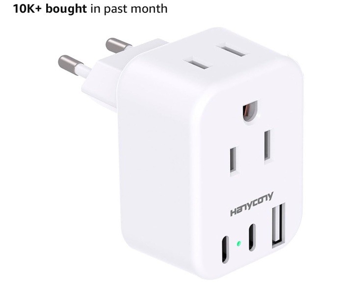 HANYCONY European Travel Plug Adapter USB C, International Adapter, US…