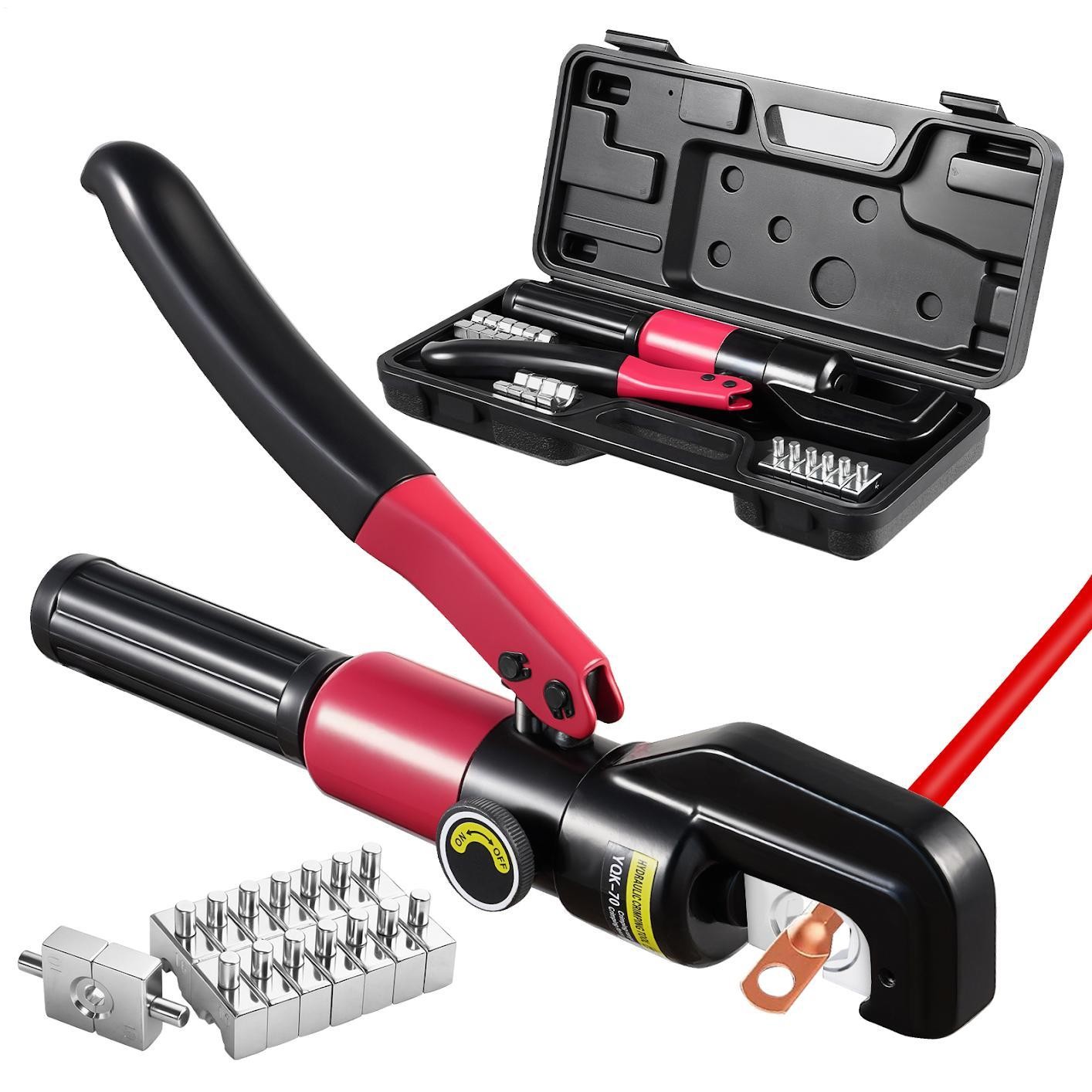 8T Hydraulic Wire Crimper Crimping Tool Battery Cable Lug Terminal W/8 Dies