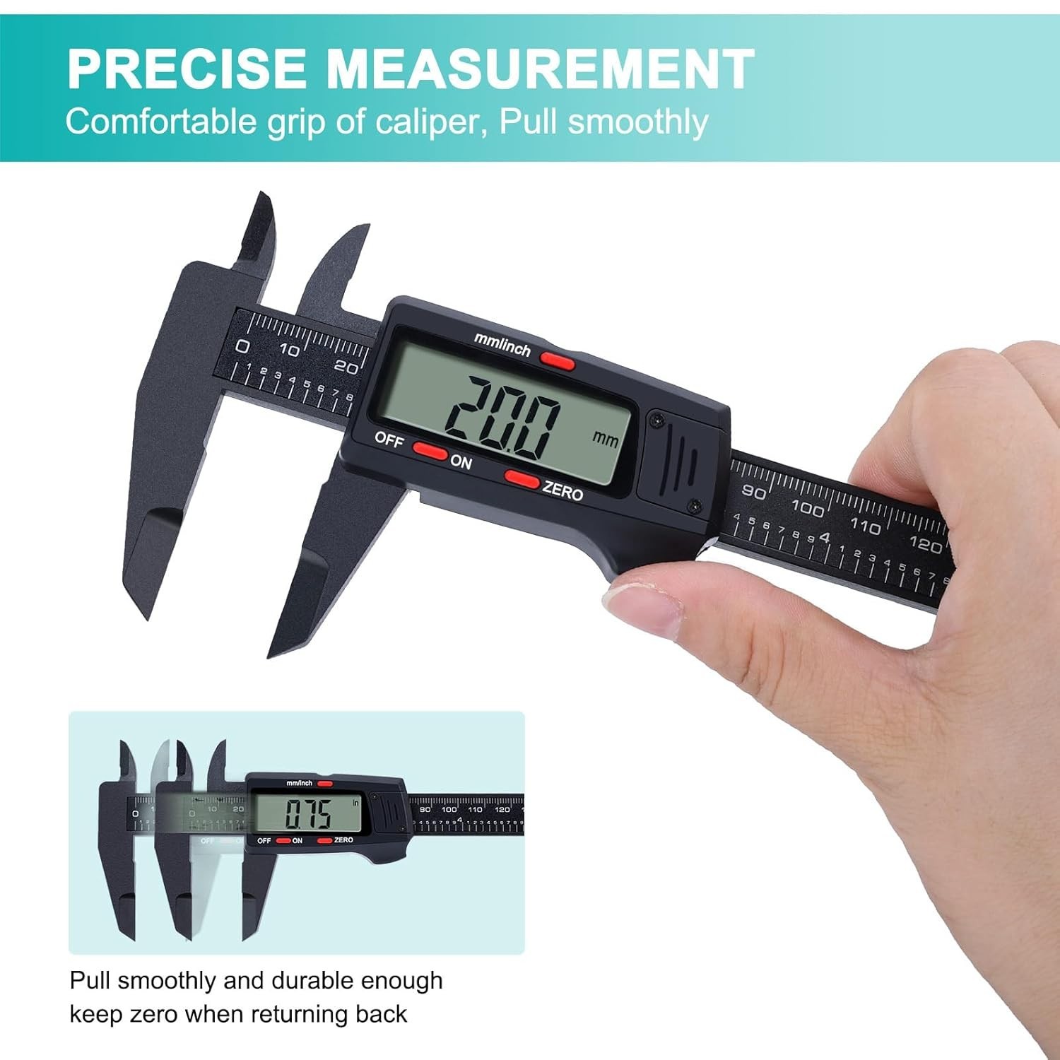 High-Accuracy Digital Caliper Tool with Auto-Off Feature, Inch & mm Converter