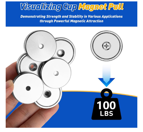 6 Pack Neodymium Cup Magnets 110LB Strong Rare Earth Magnets with Screws Grtard