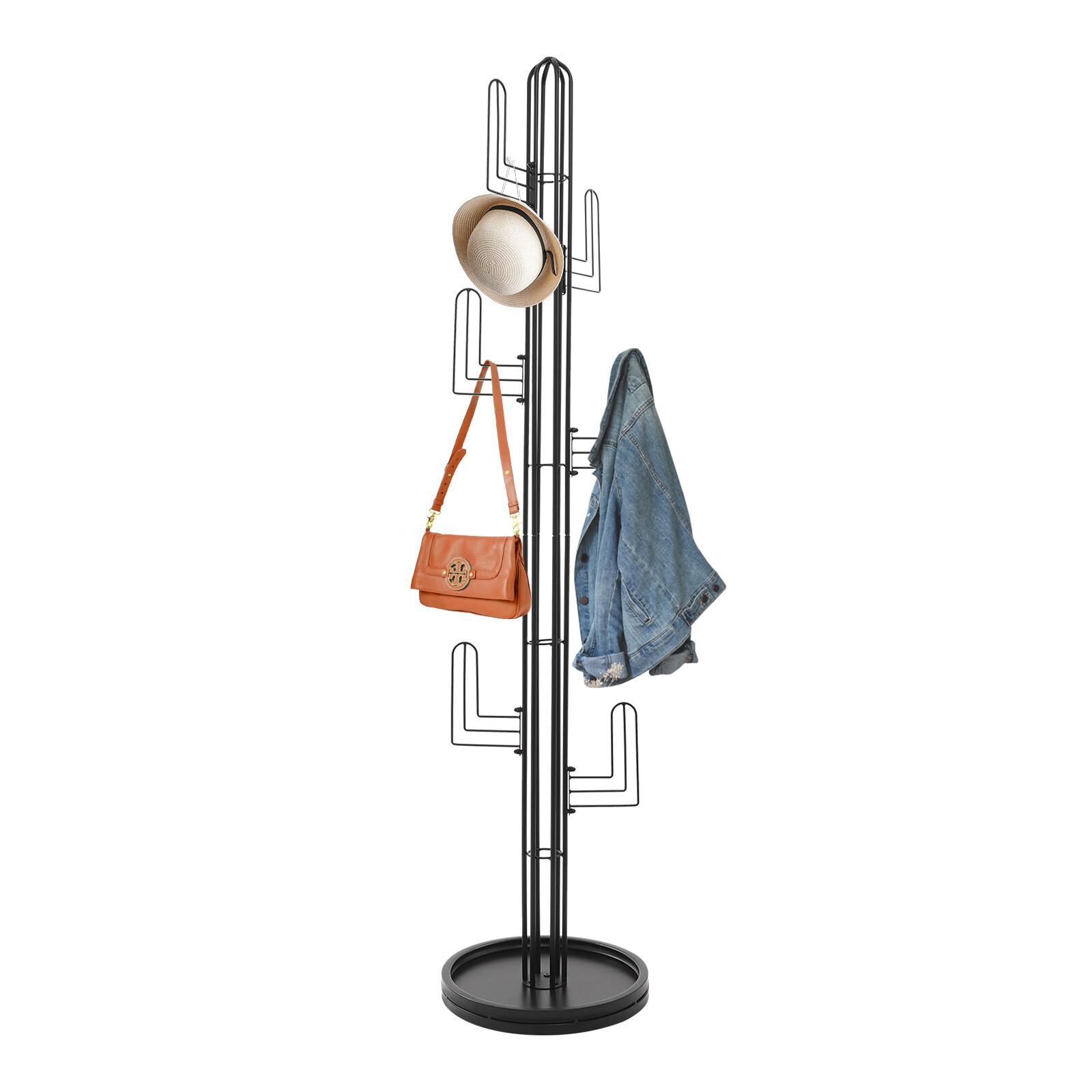 Freestanding Coat Rack Black Clothing Rack Stand Cactus Shape Clothing Stand