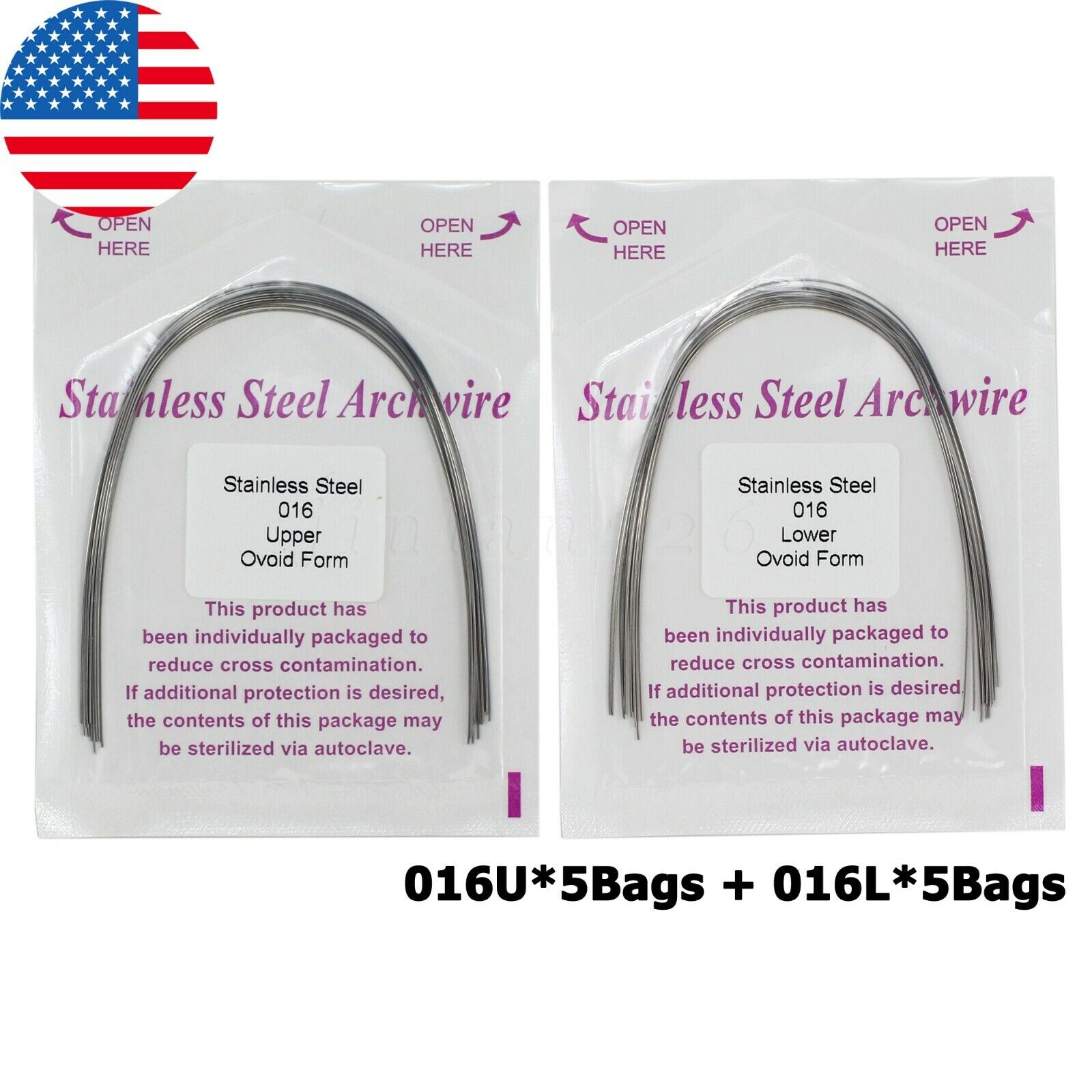100PCS Dental Orthodontic Arch Wire Niti Stainless Steel Round Rectangular Ovoid