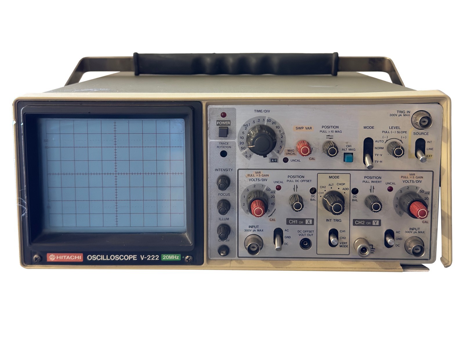 Hitachi V-222 20MHz Dual Channel Analog Oscilloscope Benchtop Scope – Tested