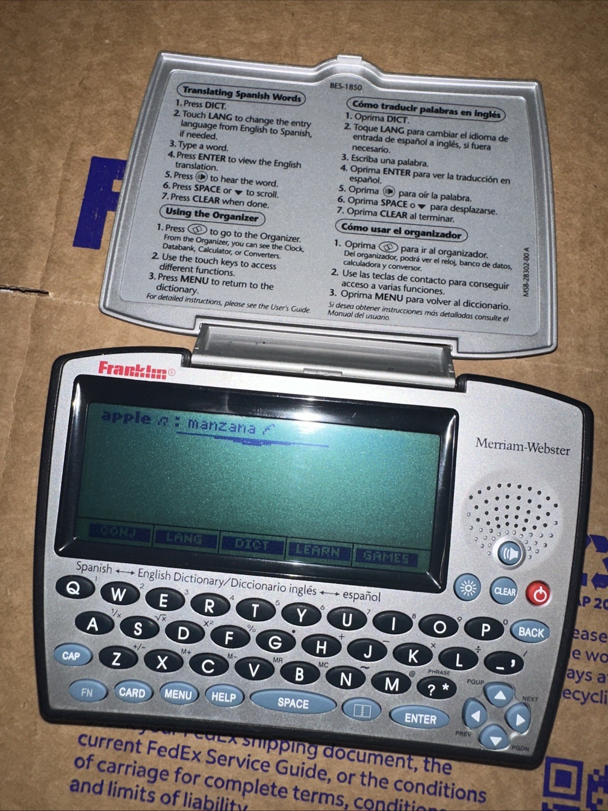 Franklin BES-1850 Digital Electronic Speaking Spanish/English Dictionary