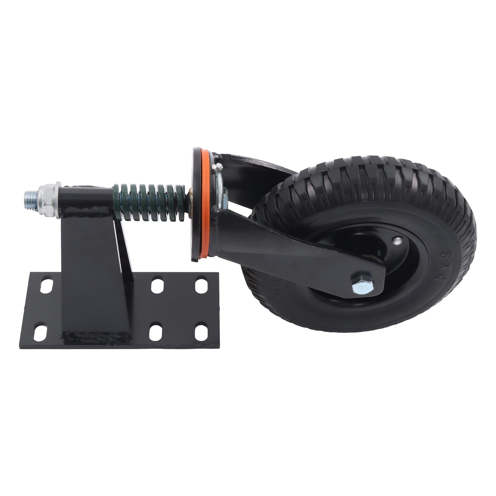 2 Pcs Gate Casters 8″ Heavy Duty (Straight/U-Bolt) Spring-Loaded 600Lbs Caster
