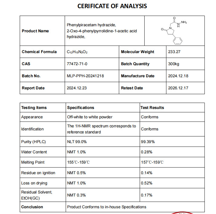 Phenylpiracetam Hydrazide Powder, Purity 99.9+%, 5 Grams (5g) ,77472-71-0