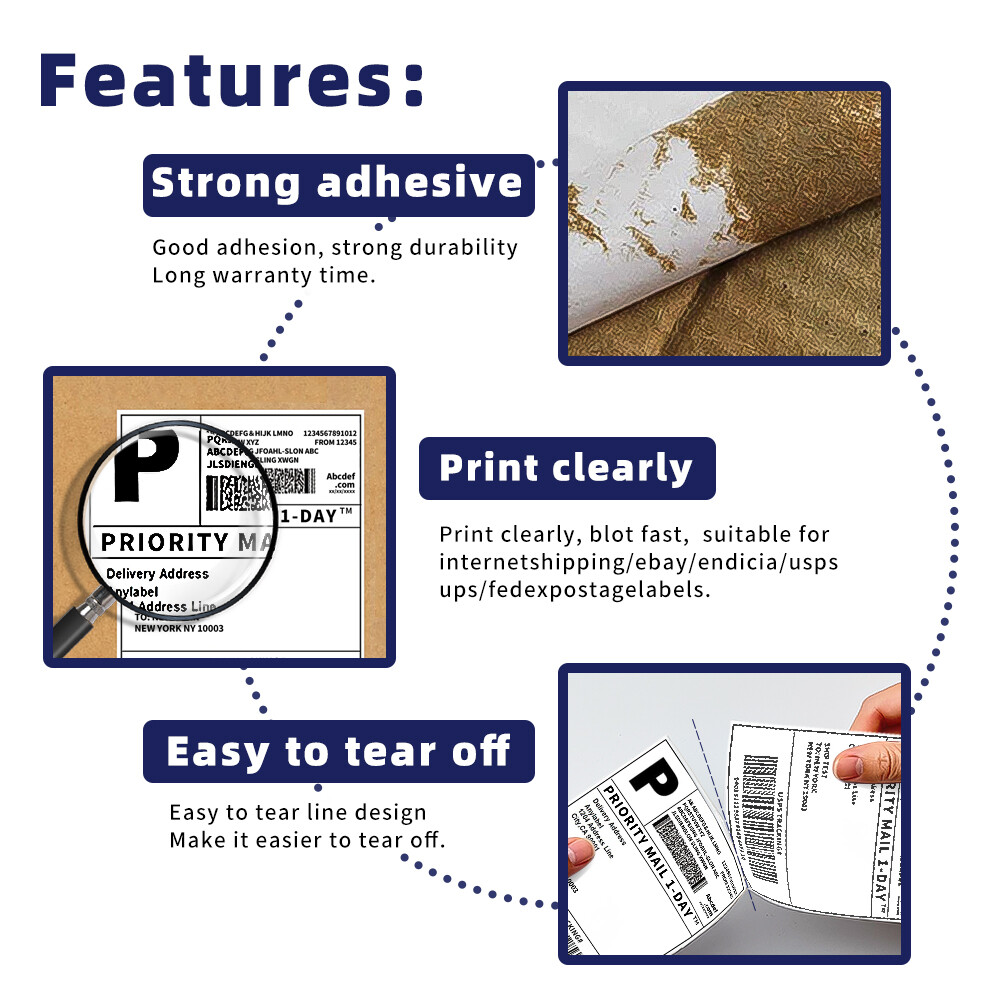500 4″x6″ Fanfold Direct Thermal Shipping Labels for Zebra and Rollo Printers