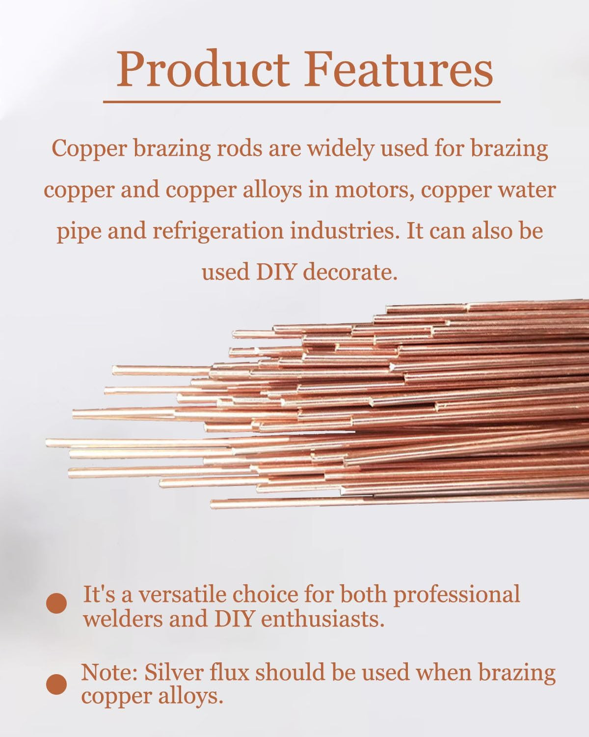 20 Rods Copper Brazing Rods 14 X 1/13 Brazing Rods for Copper Hvac Self Fluxin
