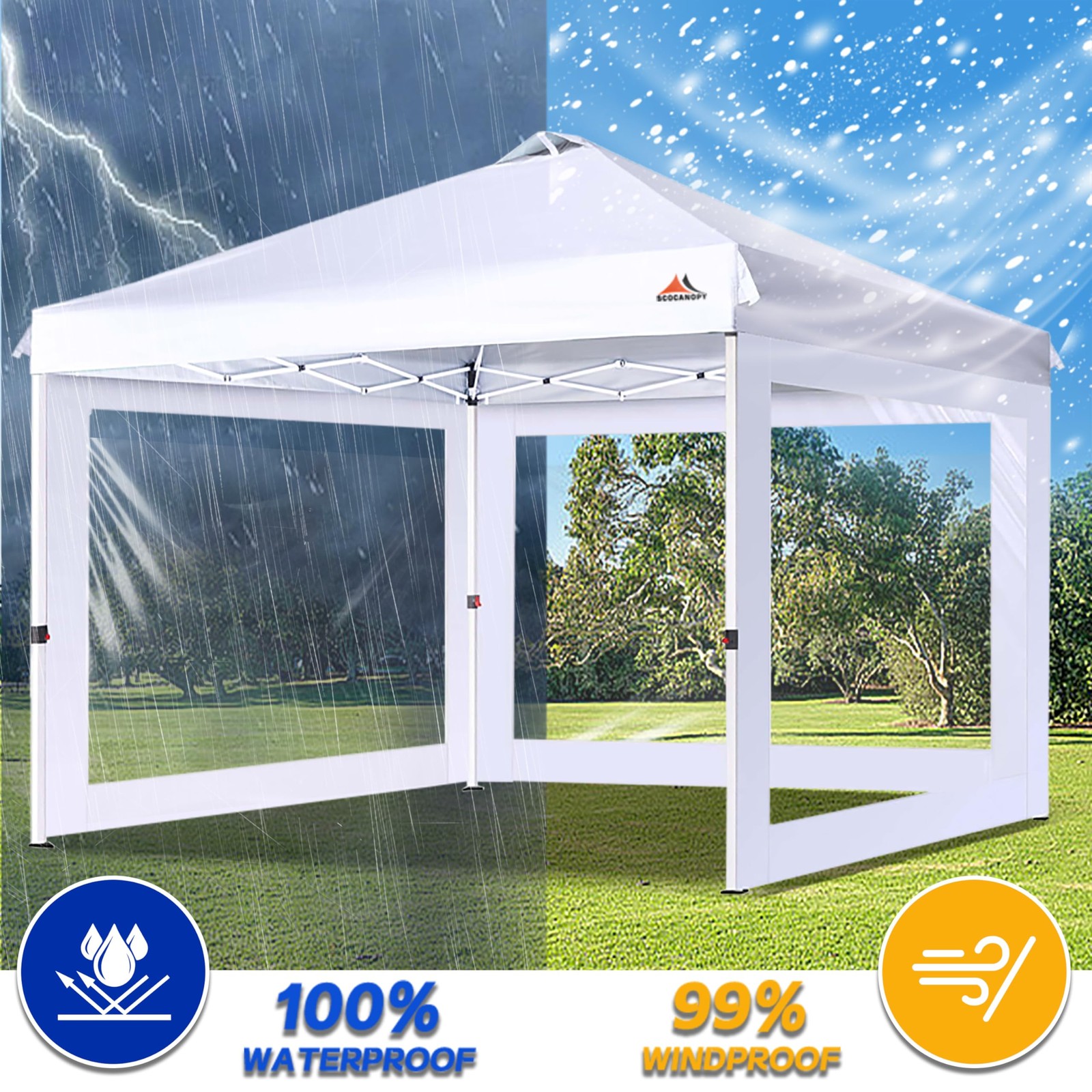 Scocanopy Clear Window Sidewall For 12X12 Canopy Frame 3 Pack Sunwalls Onlywhite