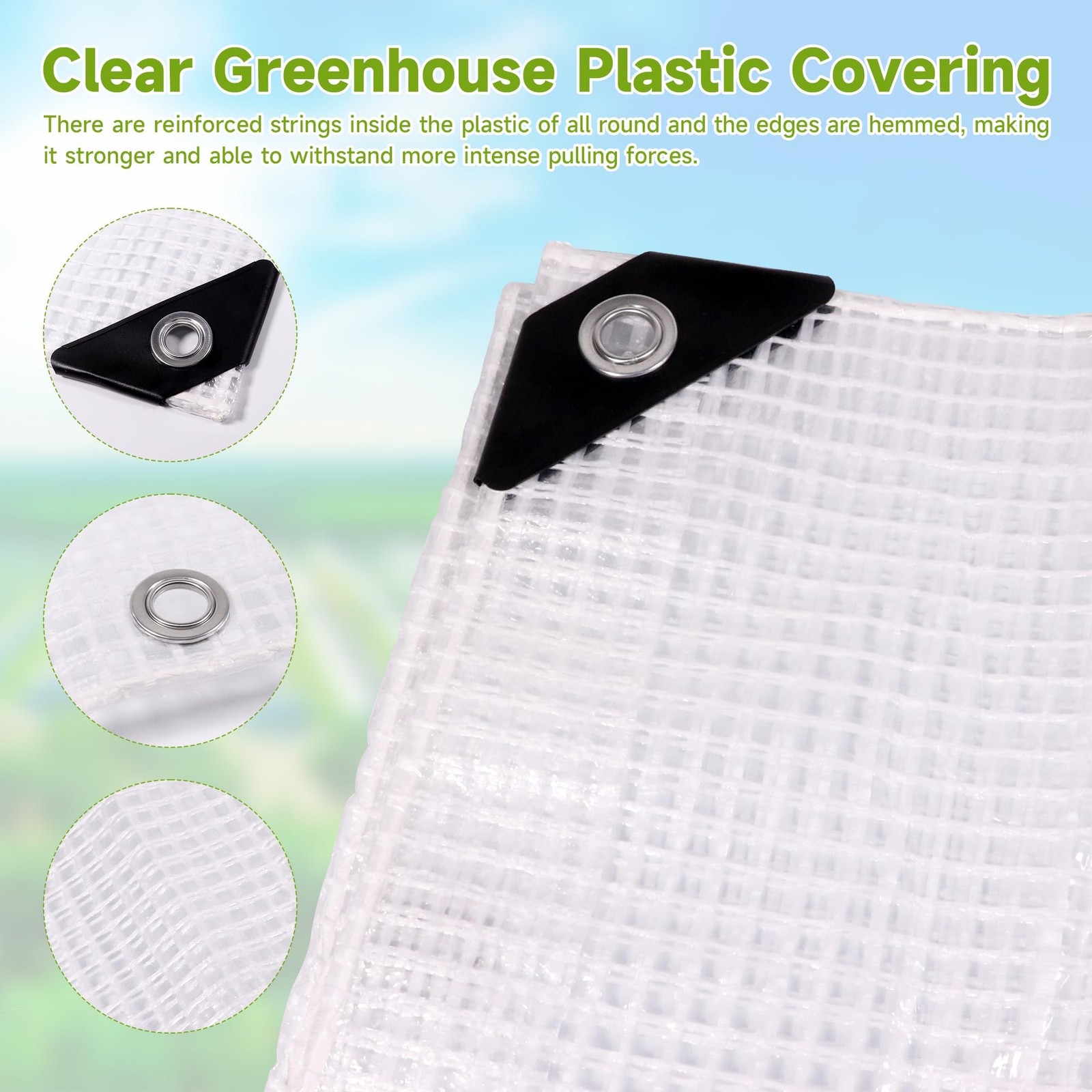 16Ftx20Ft Greenhouse Cover,Clear Plastic Tarps,16Mil Heavy Duty Waterproof ta…