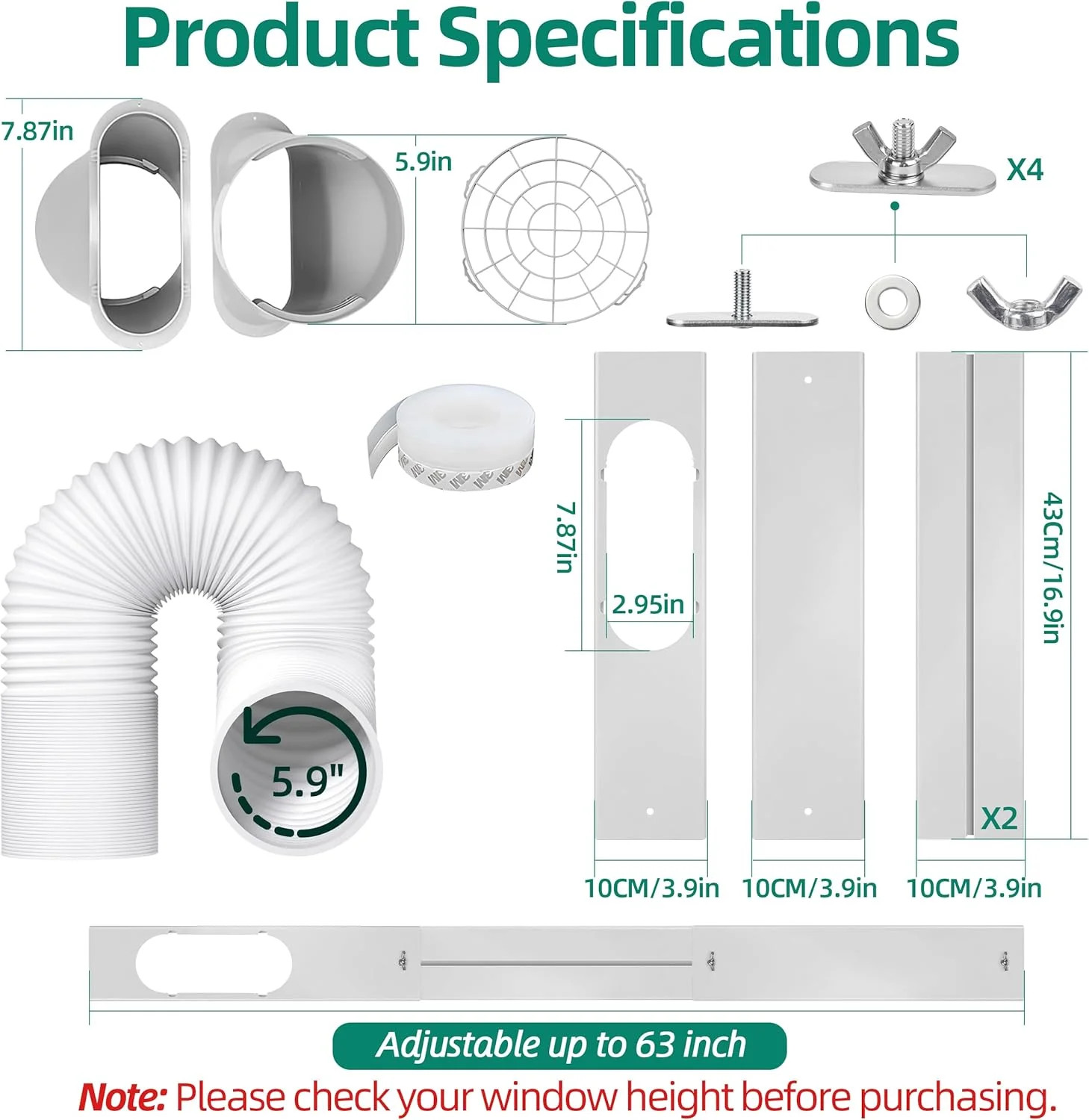 Portable Air Conditioner Window Kit: Adjustable Universal AC Seal Window Vent Ki