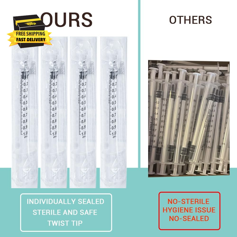 20 Pack 1Ml Luer Lock Syringes without Needle, 1 Ml Cc Disposable Syringe Indivi
