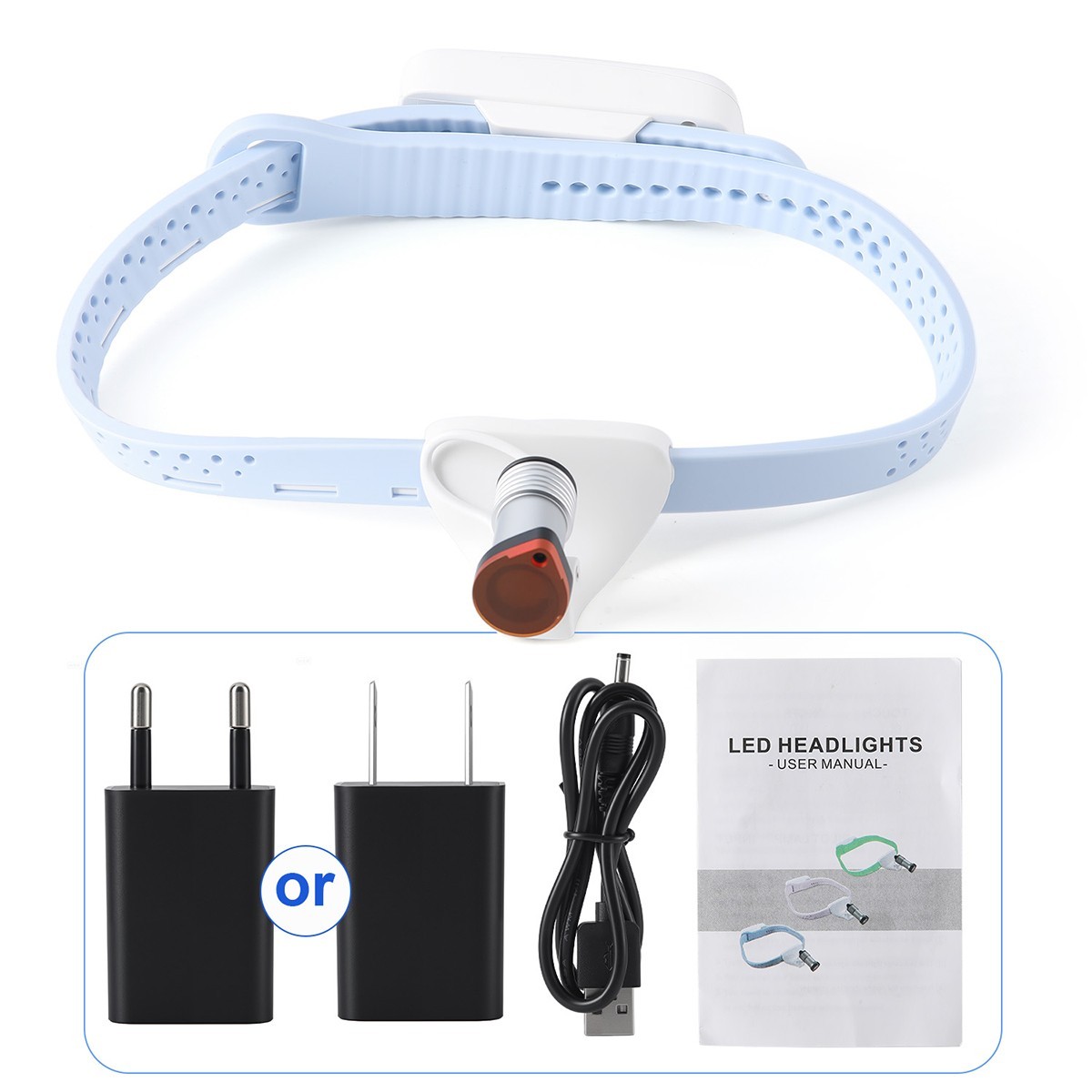 5W Dental LED Surgical Headlight Headband Headlamp Wireless Light Filter Blue