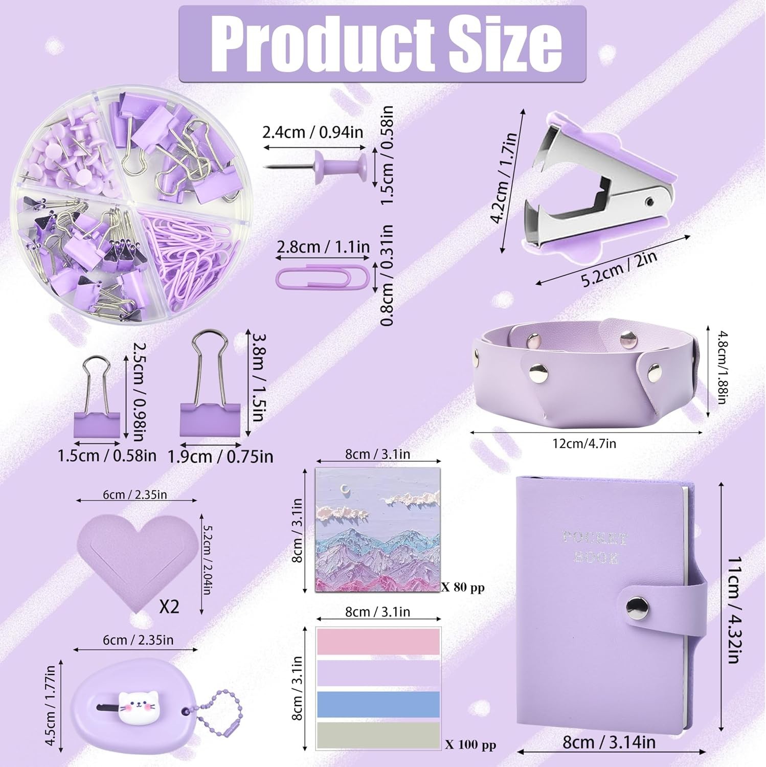 Stylish Purple Desk Organizers with 26 Essential Office Supplies – Gift Ready