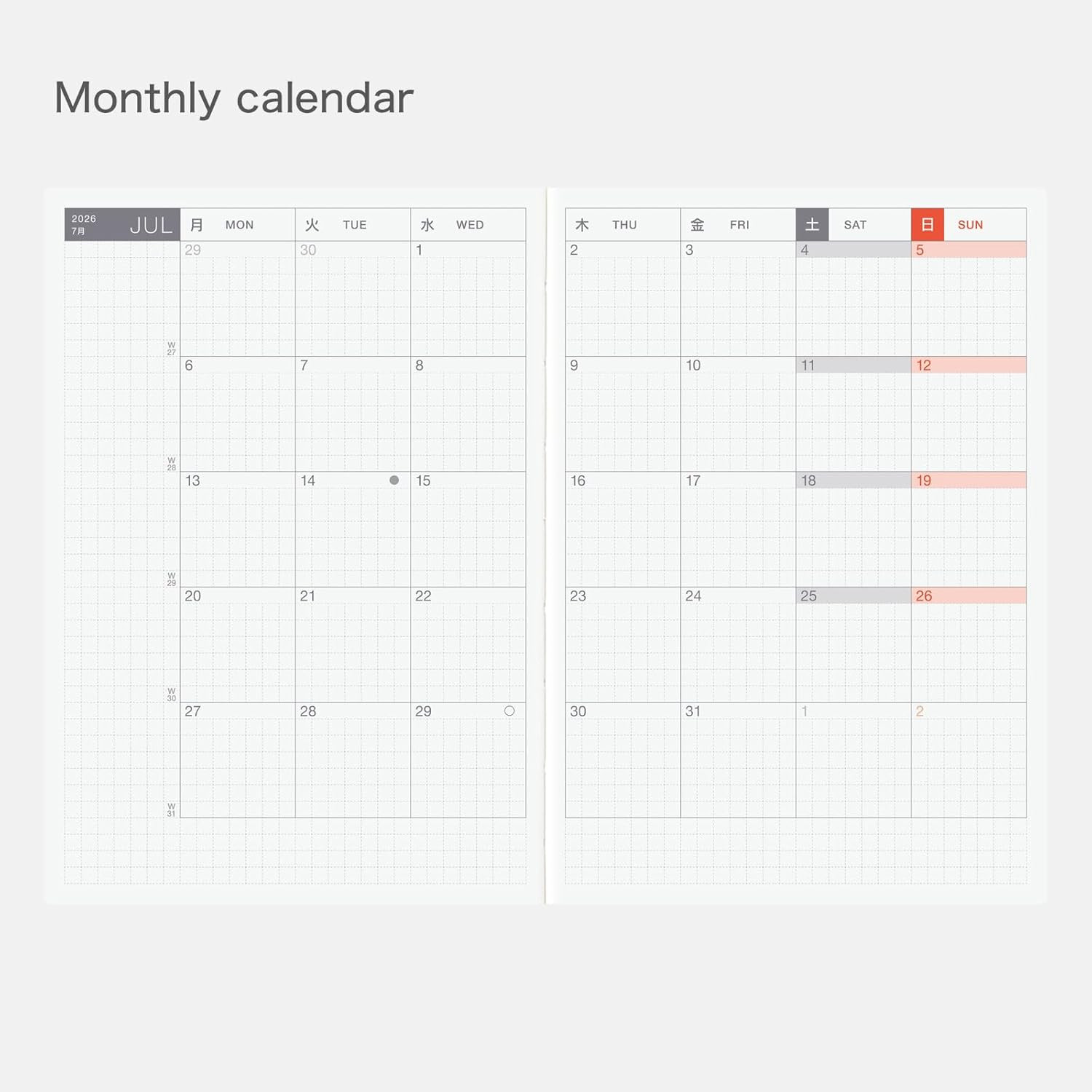 Hobonichi Techo 2026 Original Book – A6, English, Daily, January Start, Monday S