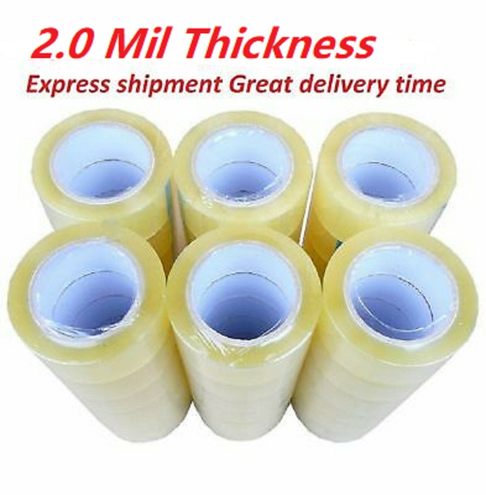 36 Rolls Clear Packing Packaging Carton Sealing Tape 2.0 Mil Thick 2×110 Yards