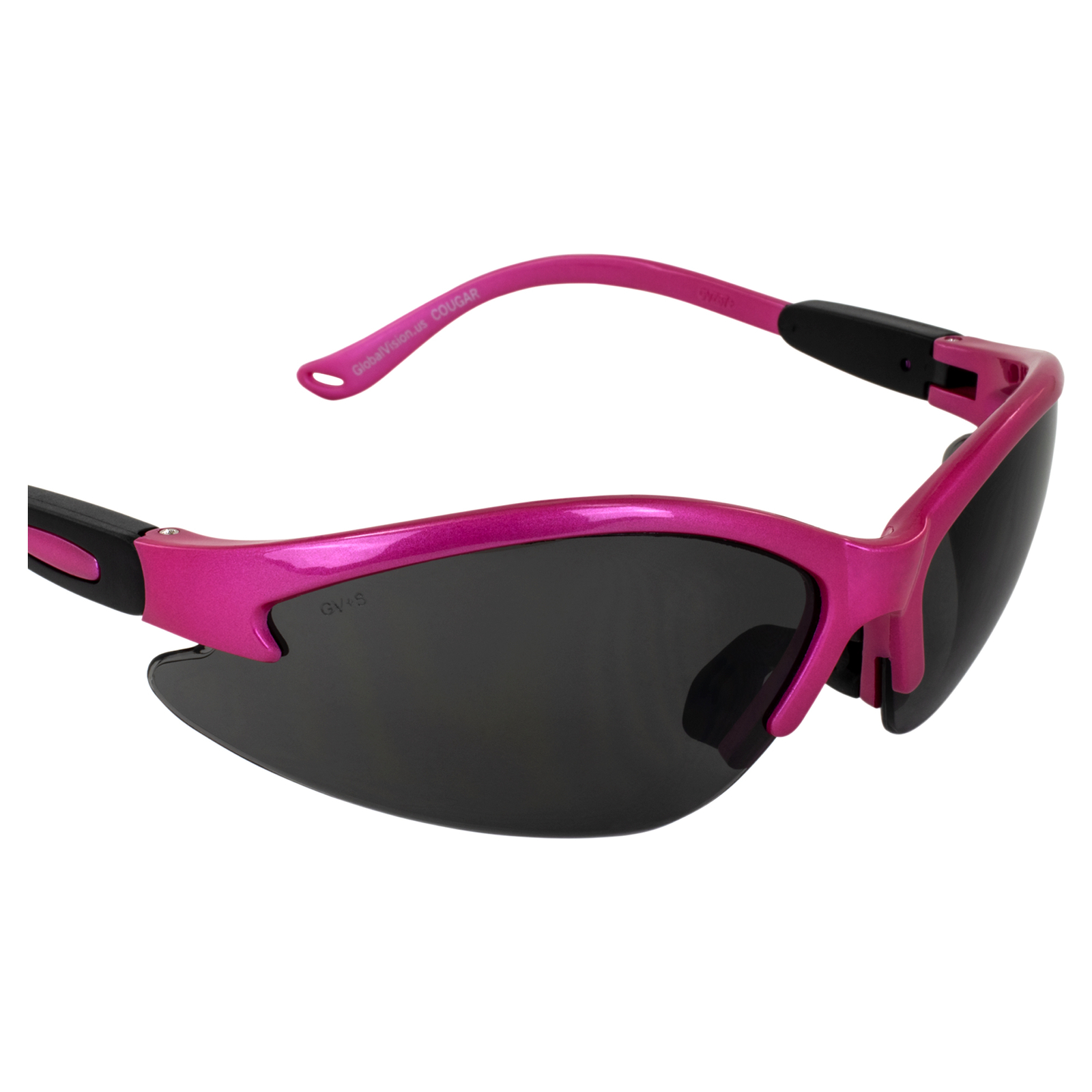 Cougar Safety Glasses, Hot Pink Frame, Smoke Lens