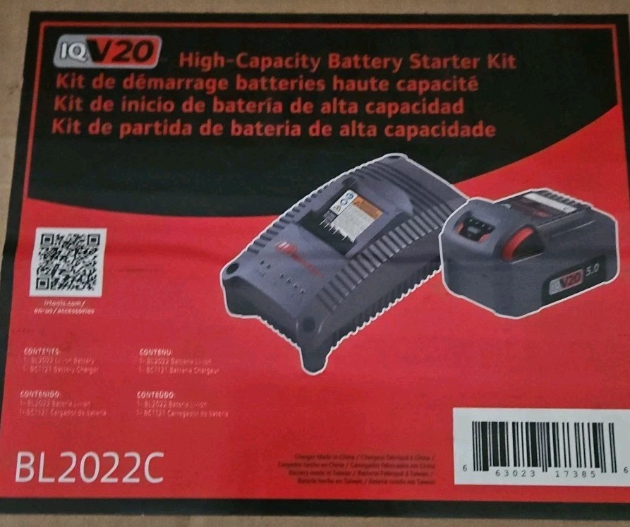 BL2022C Ingersoll Rand IQV 20V Series 5Ah Lithium-Ion Battery & Charger Kit New