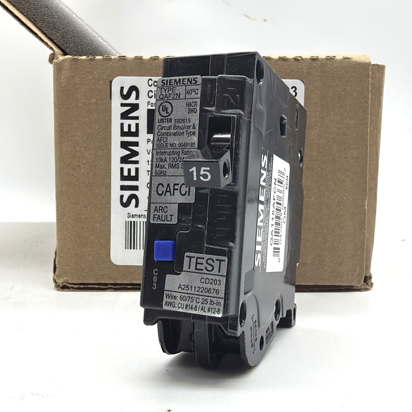 Siemens QA115AFCN 15A 1-Pole AFCI Arc Fault Plug-On Neutral Breakers Pack 10 NEW