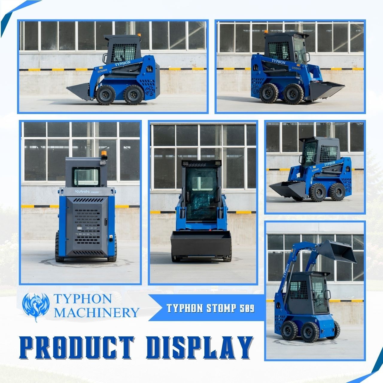 TYPHON STOMP 509 Wheel Skid Steer Loader 25HP Kubota D1105 w 1 Attachment Option