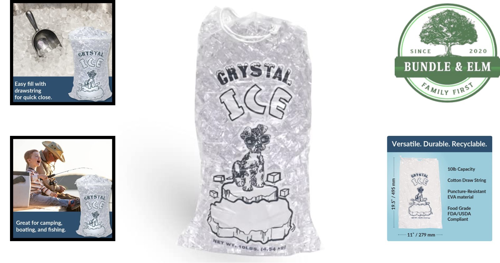 Clear Ice Bags with Closure – 10 lb Capacity, Perfect for Indoor and Outdoor Use
