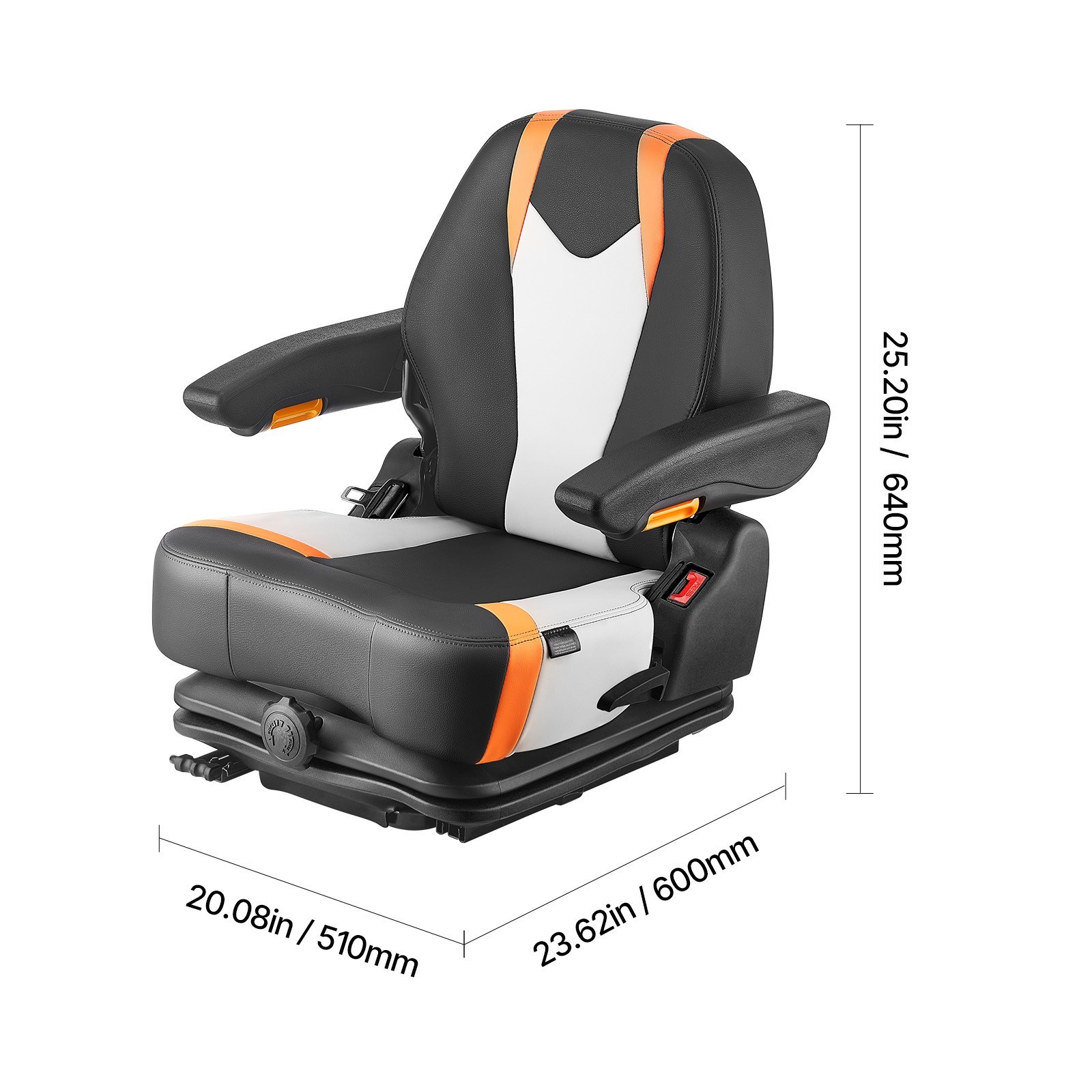 Universal Forklift Seat Tractor Suspension Seat Chair Fold Down Adjustable Back