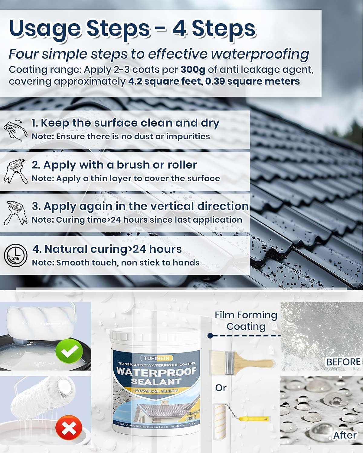Transparent Waterproof Coating 10.6Oz Invisible Waterproof Agent Indoor Outdoor