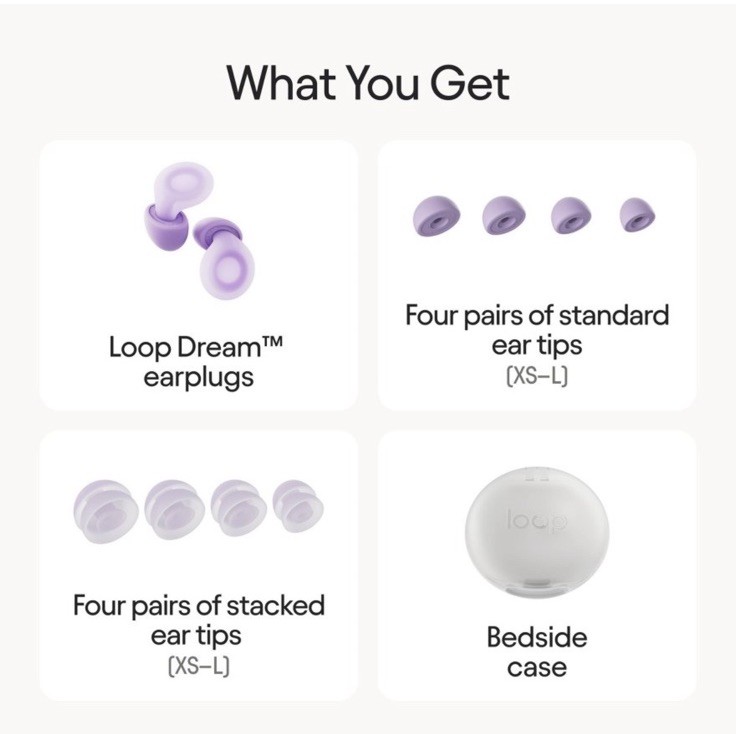 Loop Earplugs – Dream for Sleep (Lilac), Cushioned For Comfort, Napping Snoring