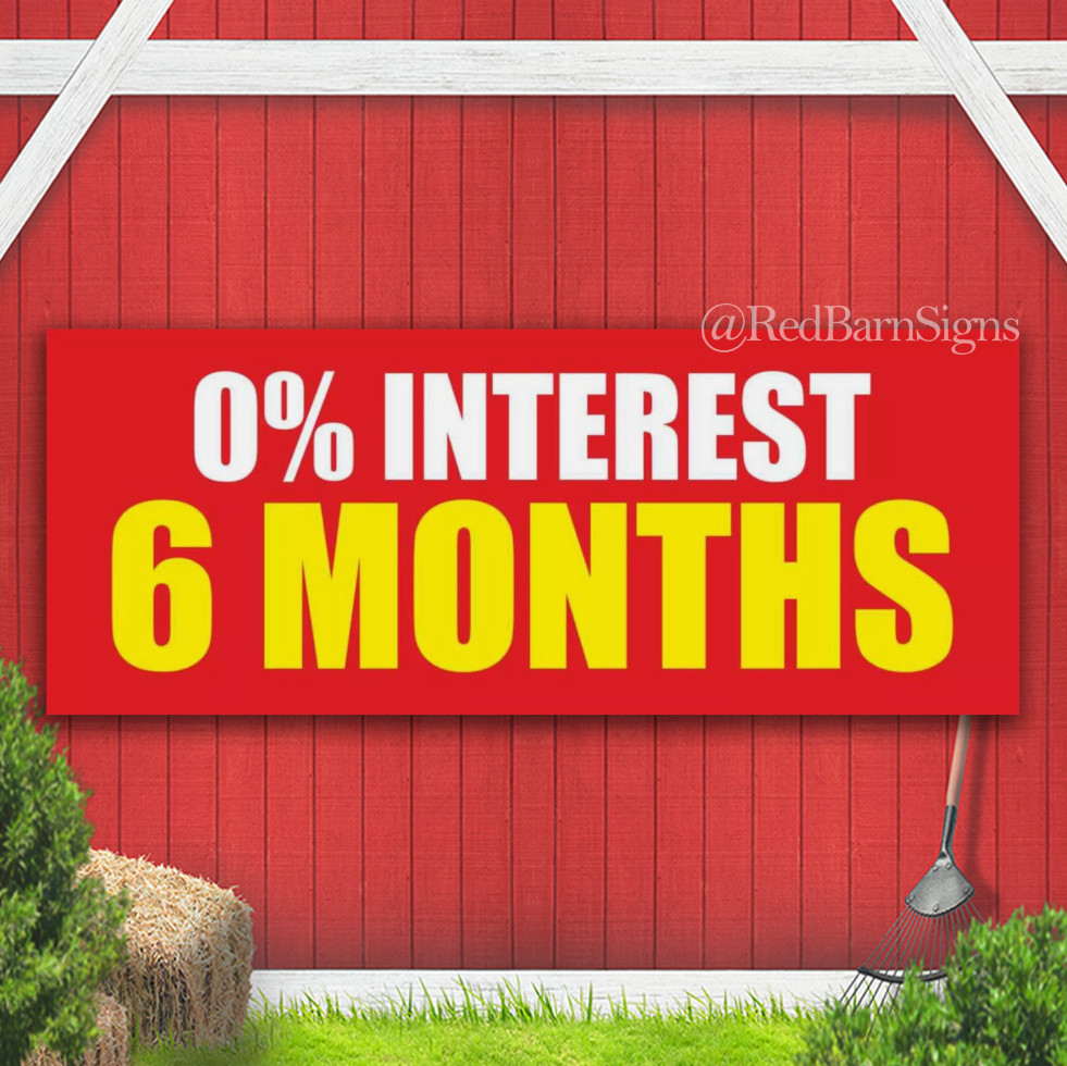 INTEREST 0% 6 MONTHS Advertising Banner Vinyl Mesh Sign Loan Insurance Bank Cash