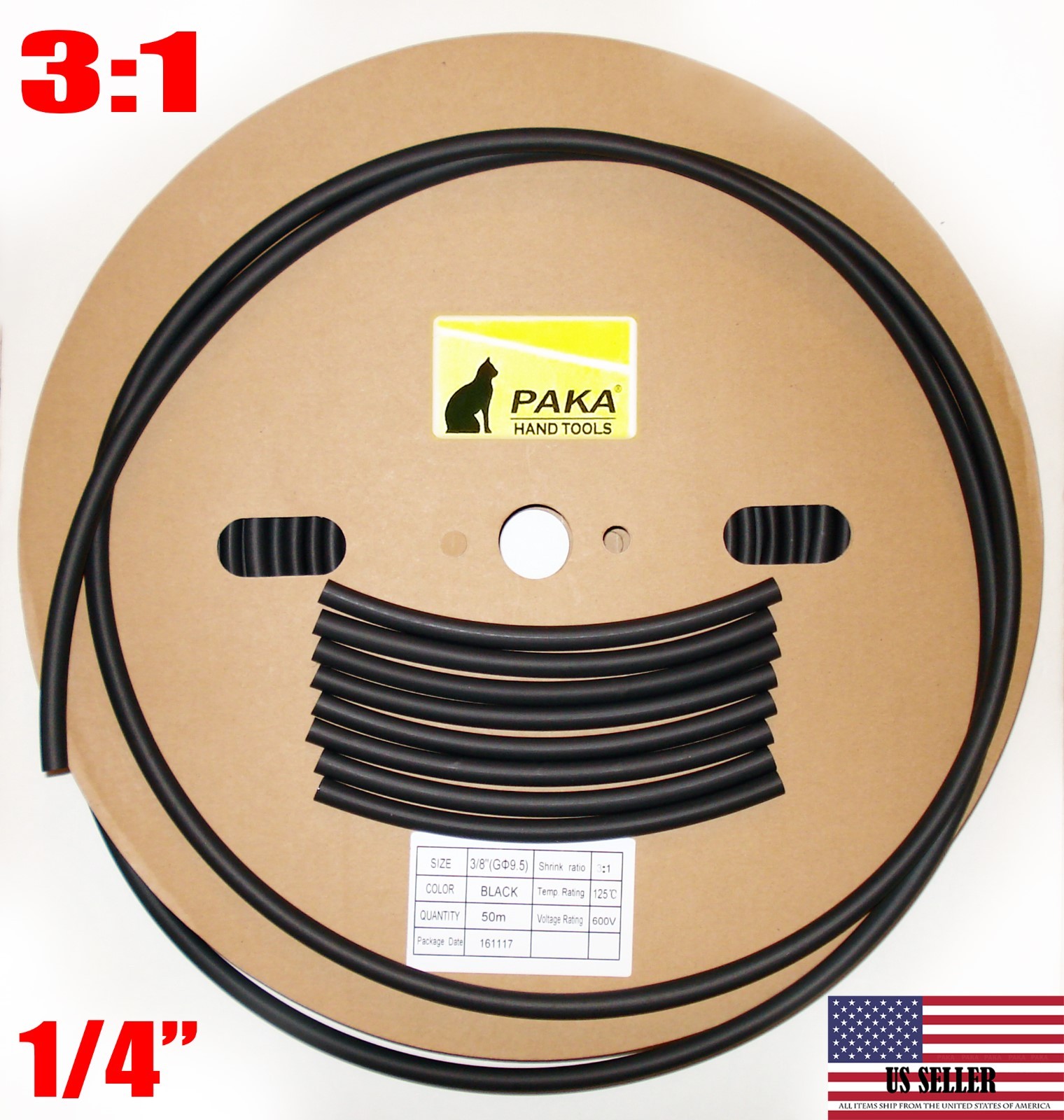 32 FEET – 1/4″ (6.4 mm) DUAL WALL Black Heat Shrink Tubing 3:1 Glue Lined Tube