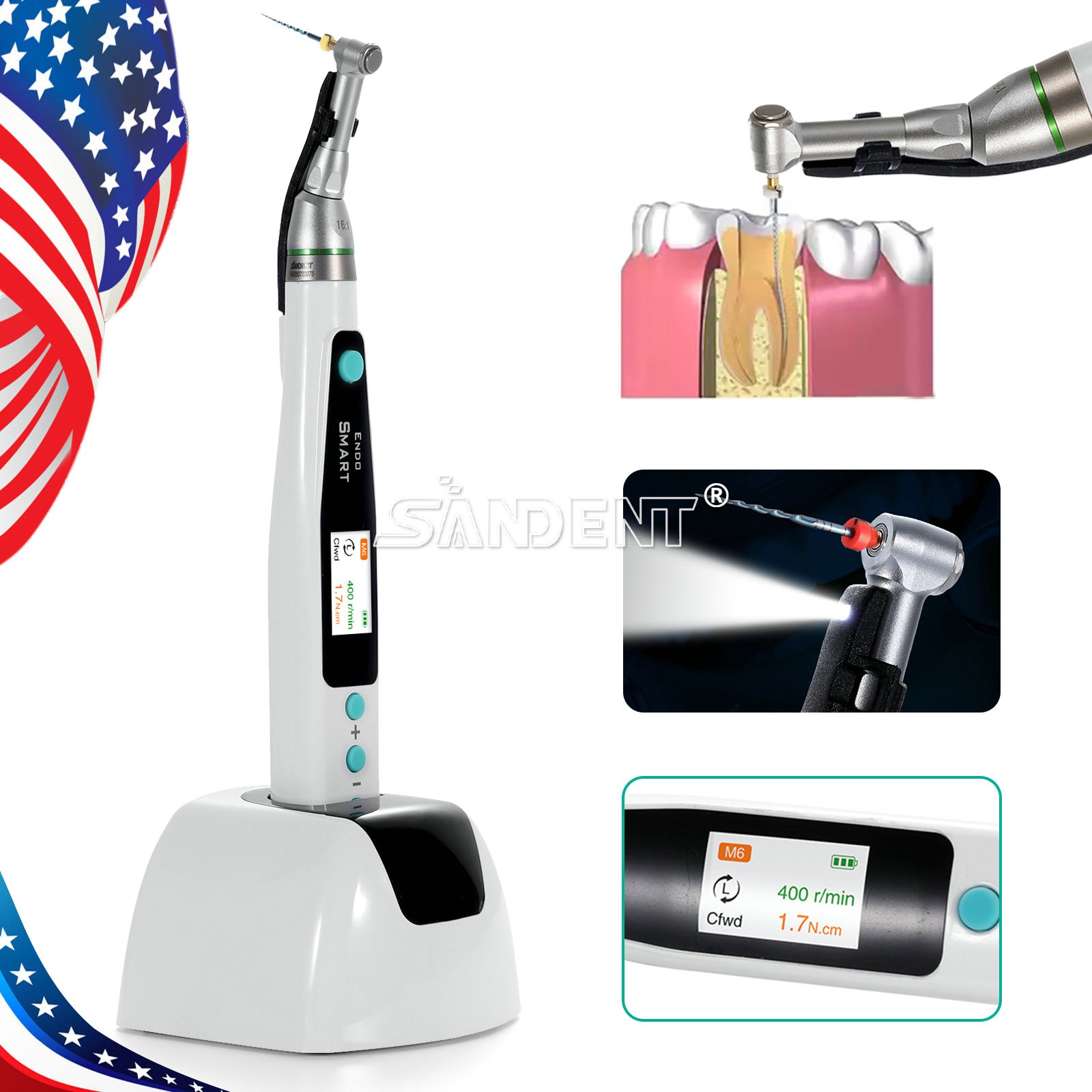 Dental 1:5 Fiber Optic LED Electric Contra Angle Increase Handpiece Ti-MAX X95L