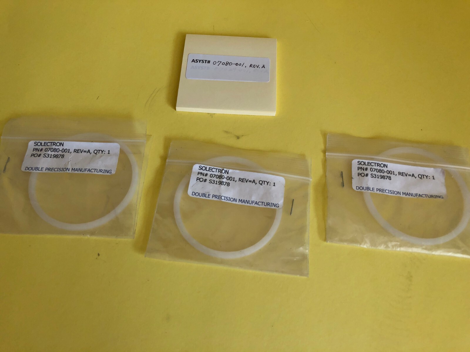Lot of 3 Asyst Plastic ring white 07080-001 REV. A NEW Surplus