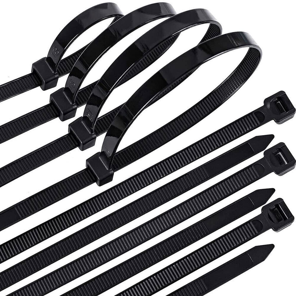 100 BLACK NYLON CABLE ZIP TIES Heavy Duty UV Resistant 4 6 8 10 12 15 18 24 & 36