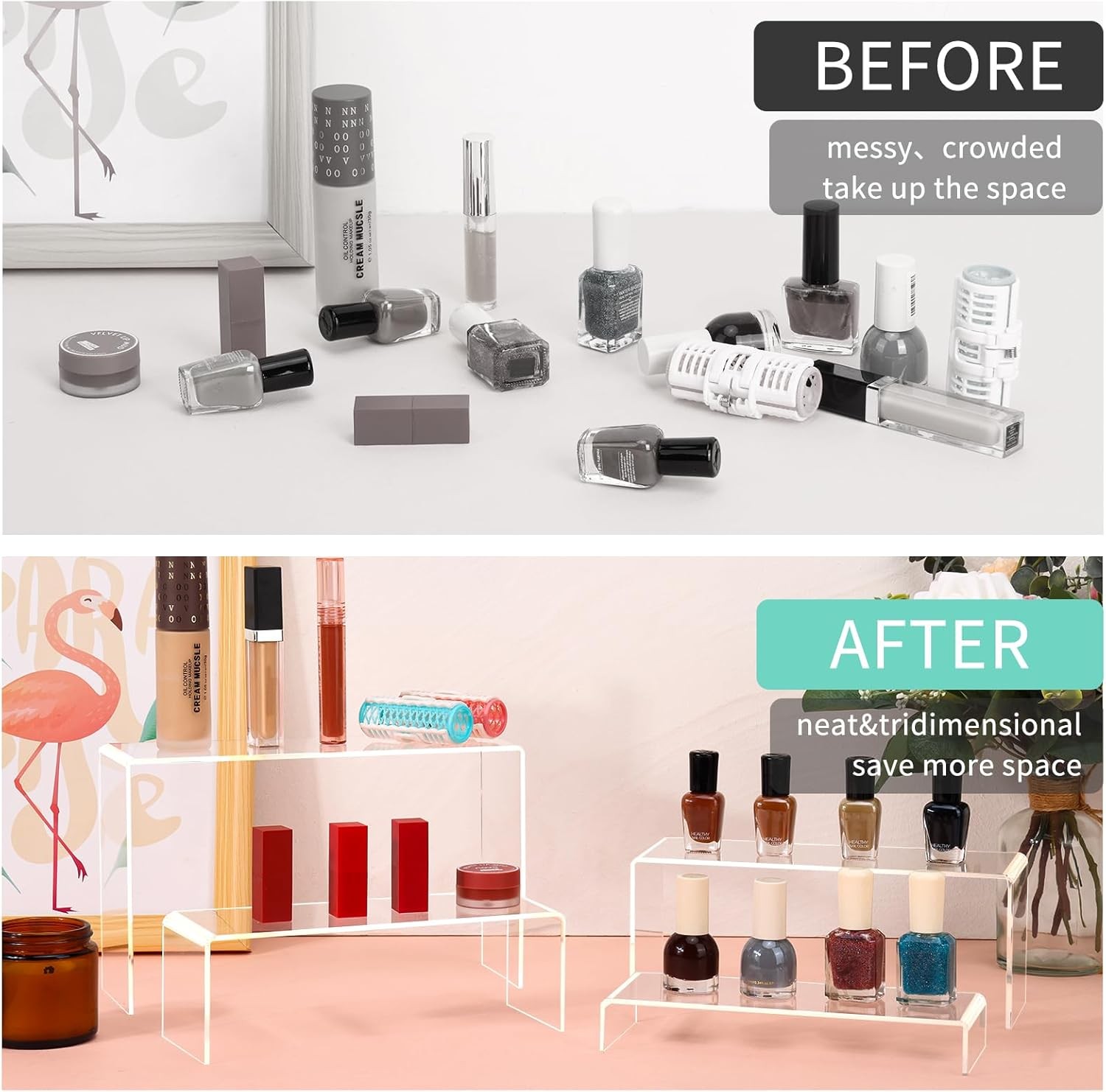 10pcs 2 Set Acrylic Risers for Display Clear Perfume Organizer Stands
