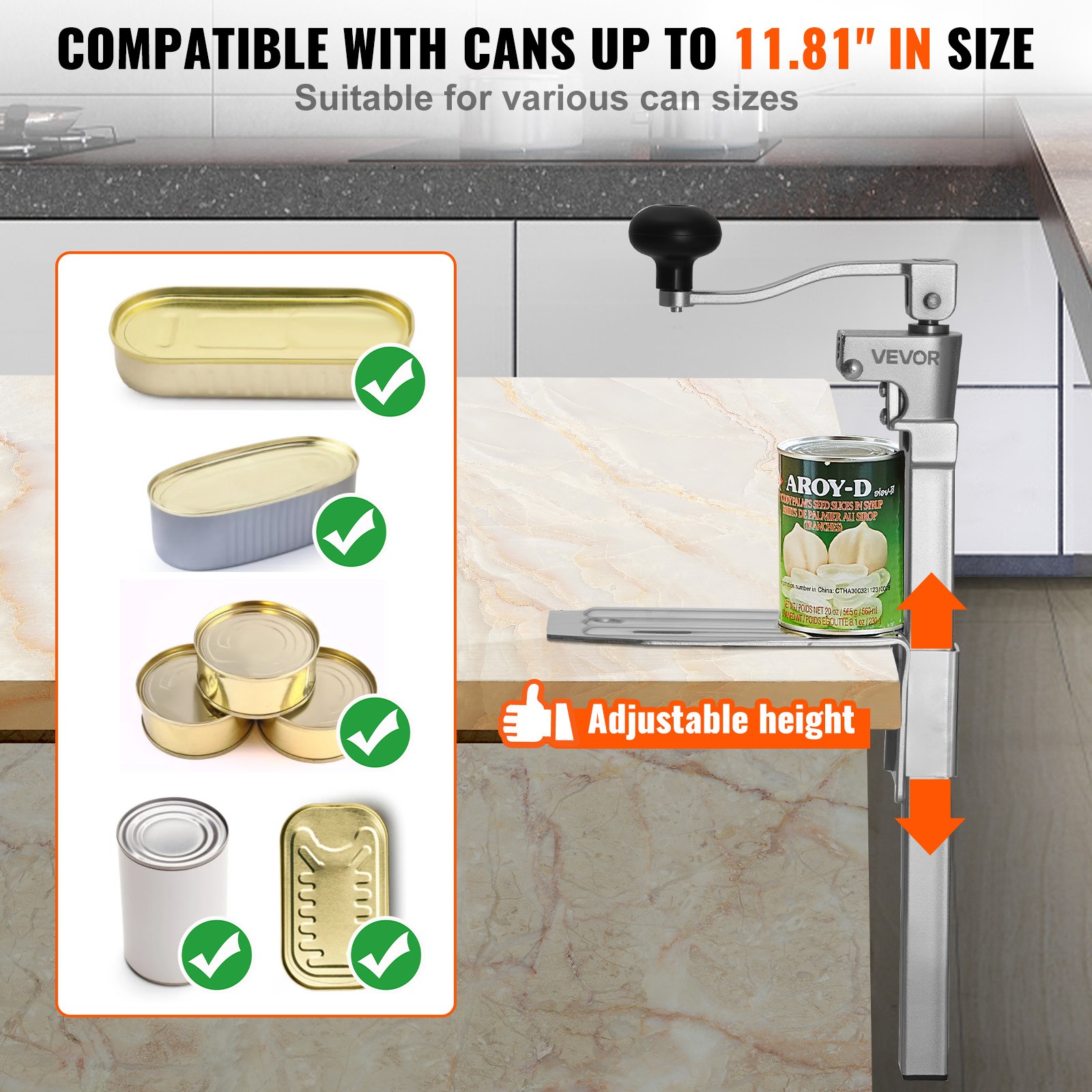 VEVOR Commercial Can Opener Tabletop Manual 11.8 in Can Opener for Restaurant