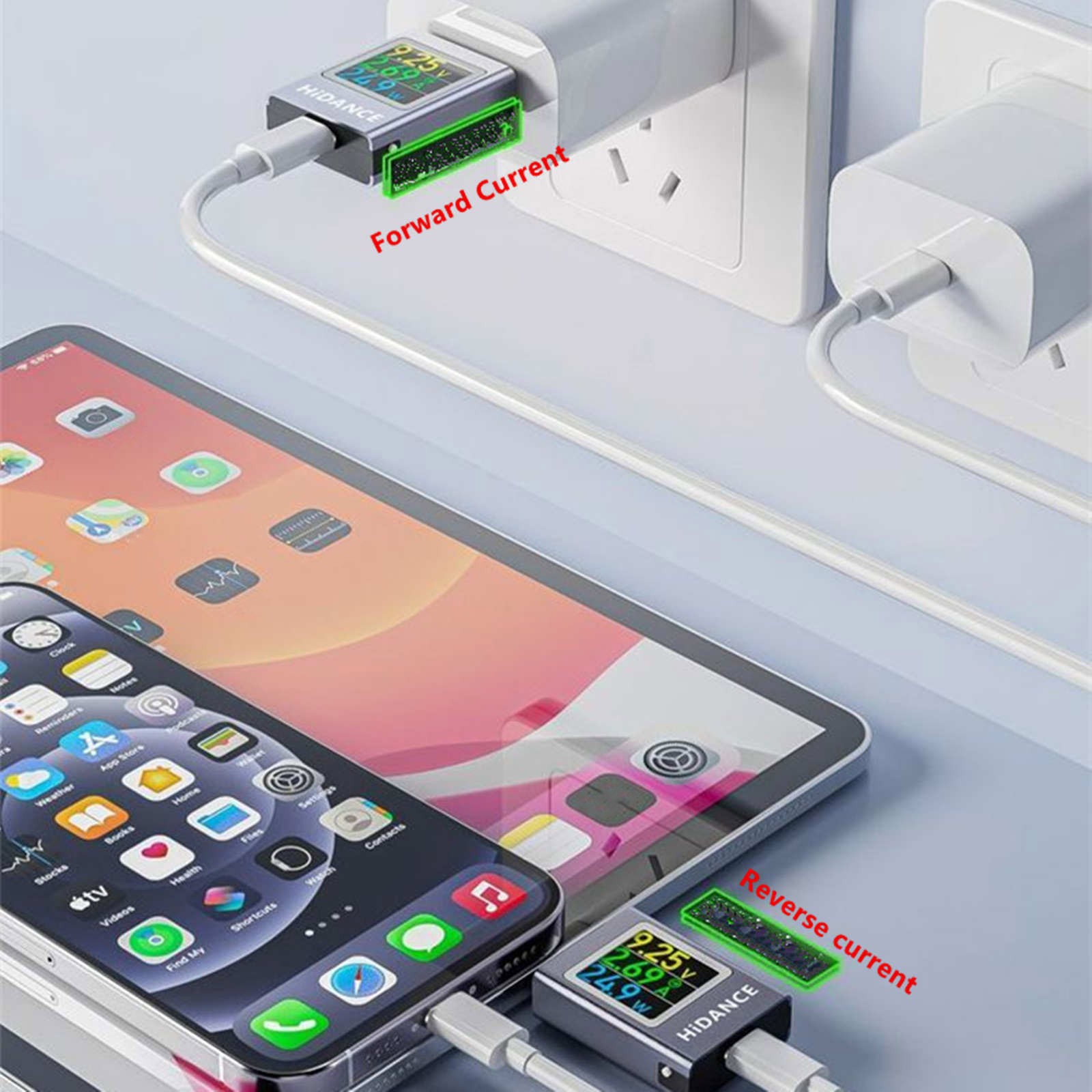 USB C Cable Tester with Battery Test Color Display 360 View Rotation PD QC